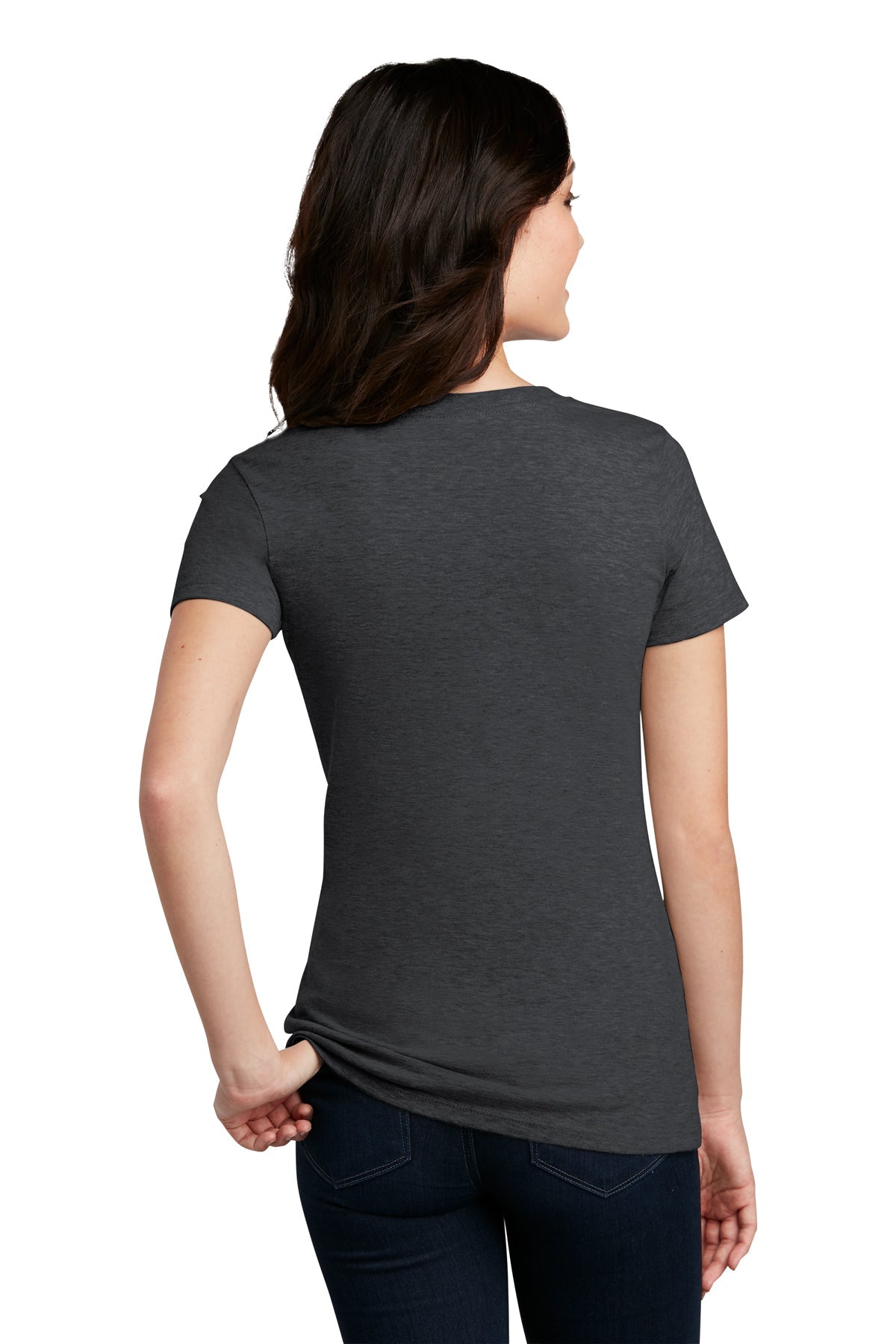 District Made Ladies Perfect Blend Crew Tee's, Heathered Charcoal [ACI Jet Uniforms]