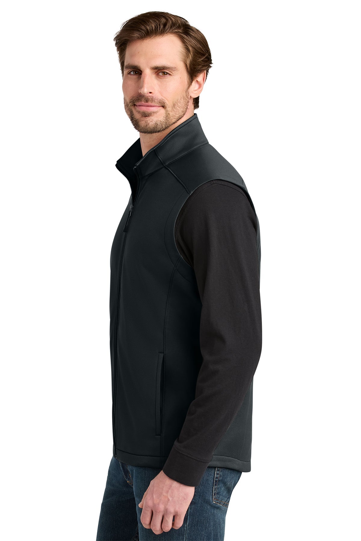 Eddie Bauer Smooth Mid Layer Custom Fleece Vests, Black [Kizen]