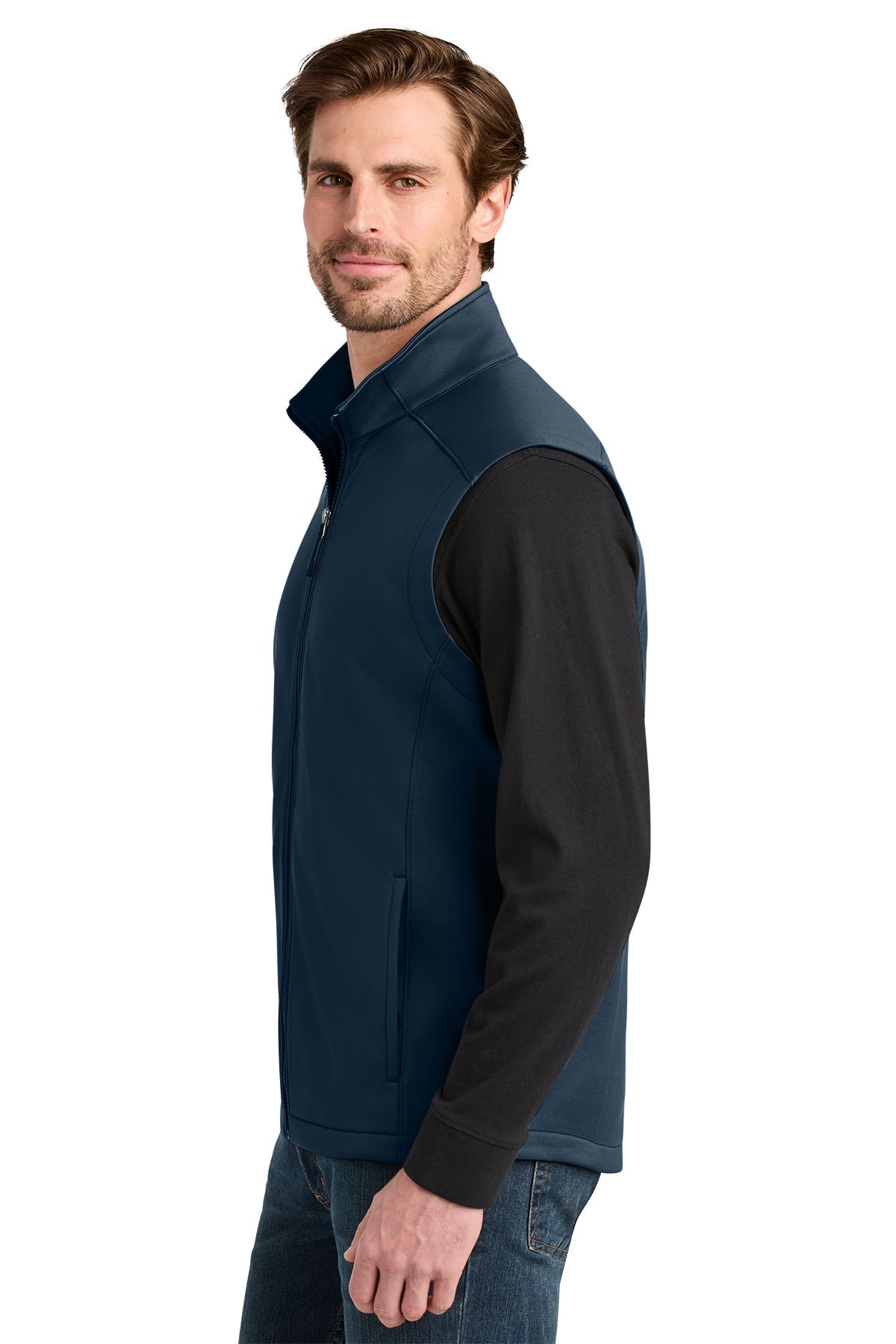 Eddie Bauer Smooth Mid Layer Custom Fleece Vests, River Blue Navy [Reynolds and Moore]