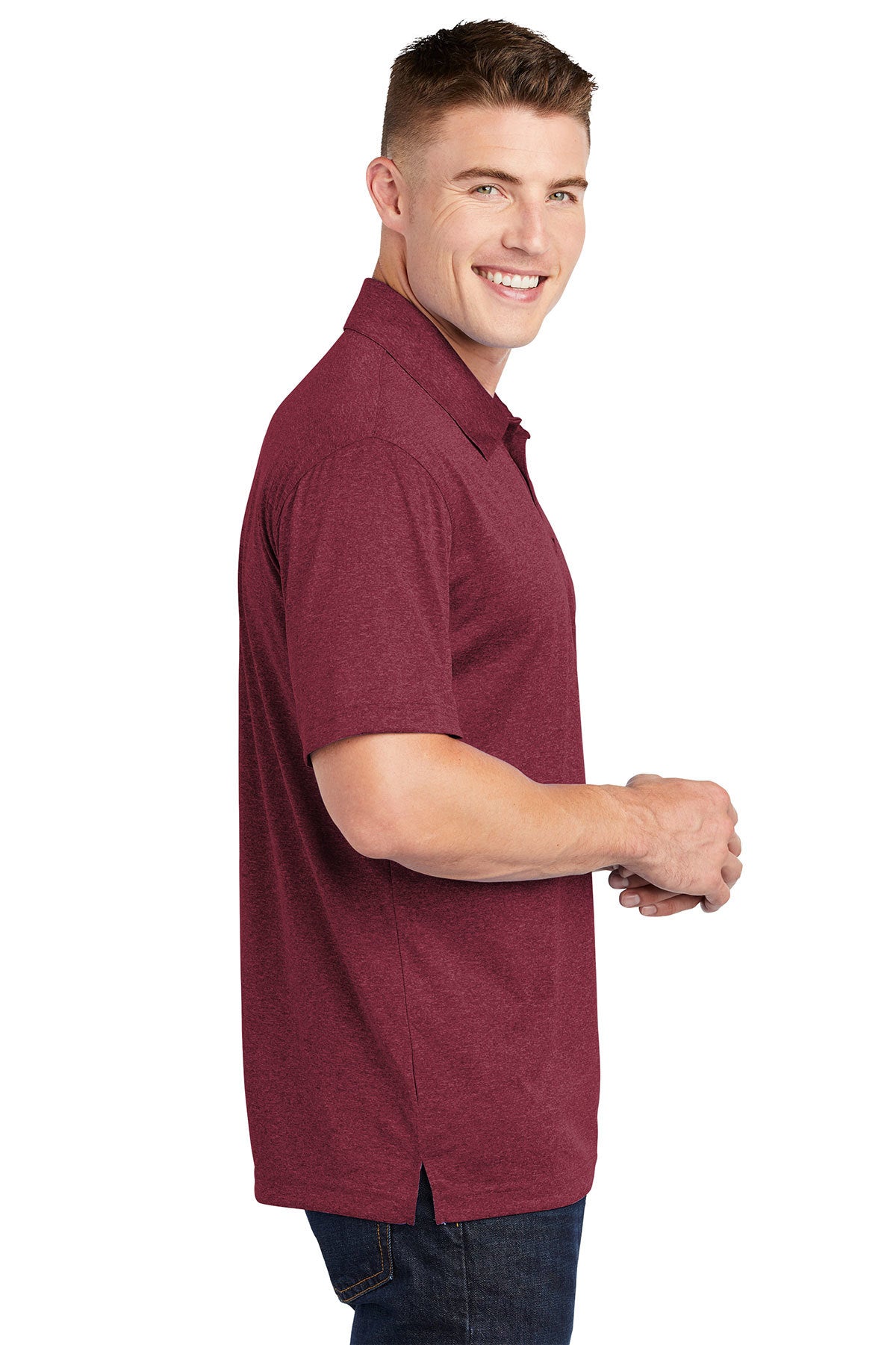 Sport-Tek Heather Contender Custom Polos, Cardinal Heather [Prism Real Estate Services]