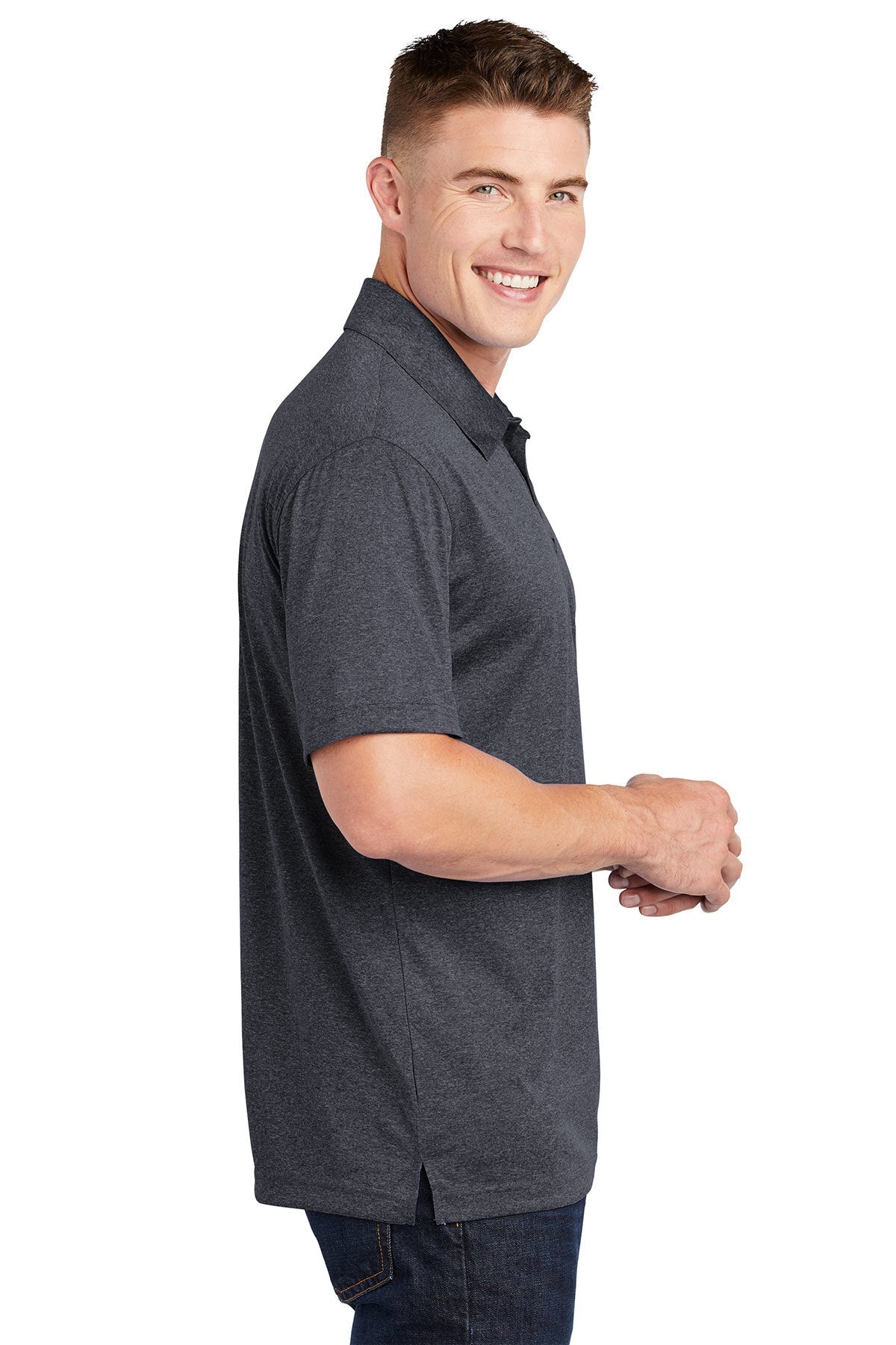 Sport-Tek Heather Contender Polo, Graphite Heather [Black Diamond Realty]