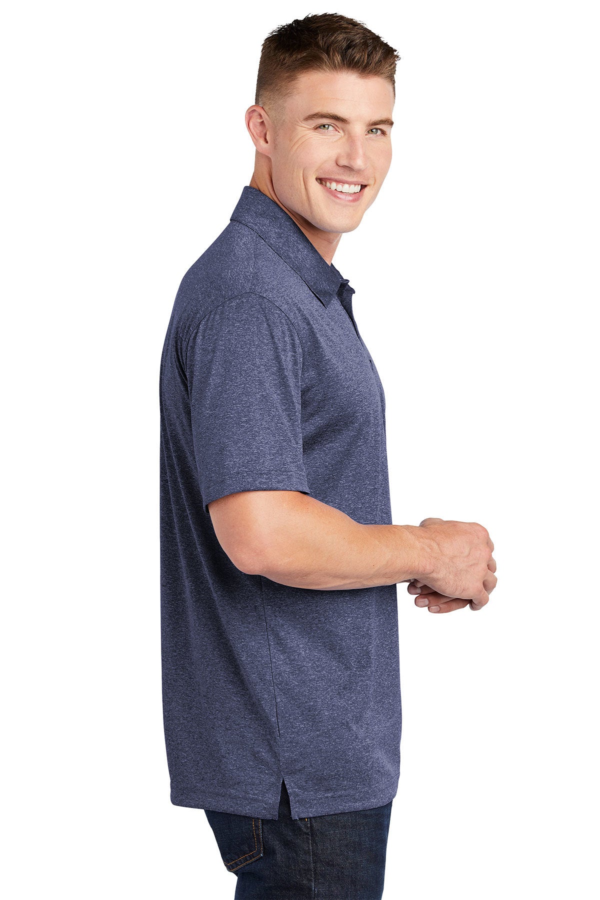 Sport-Tek Heather Contender Branded Polos, True Navy Heather [Northsight Recovery]