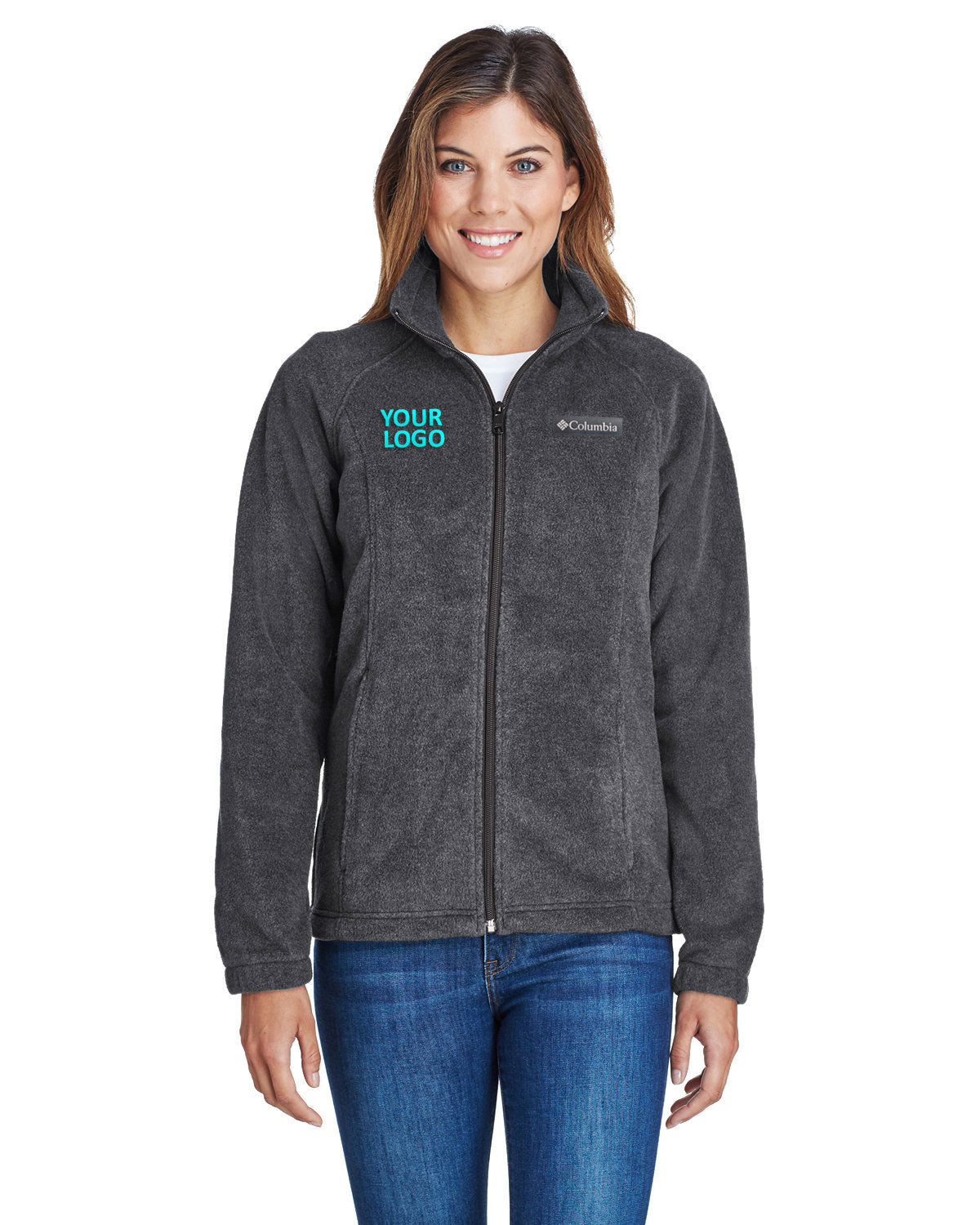 Columbia Charcoal Hthr 6439 embroidered jackets for business