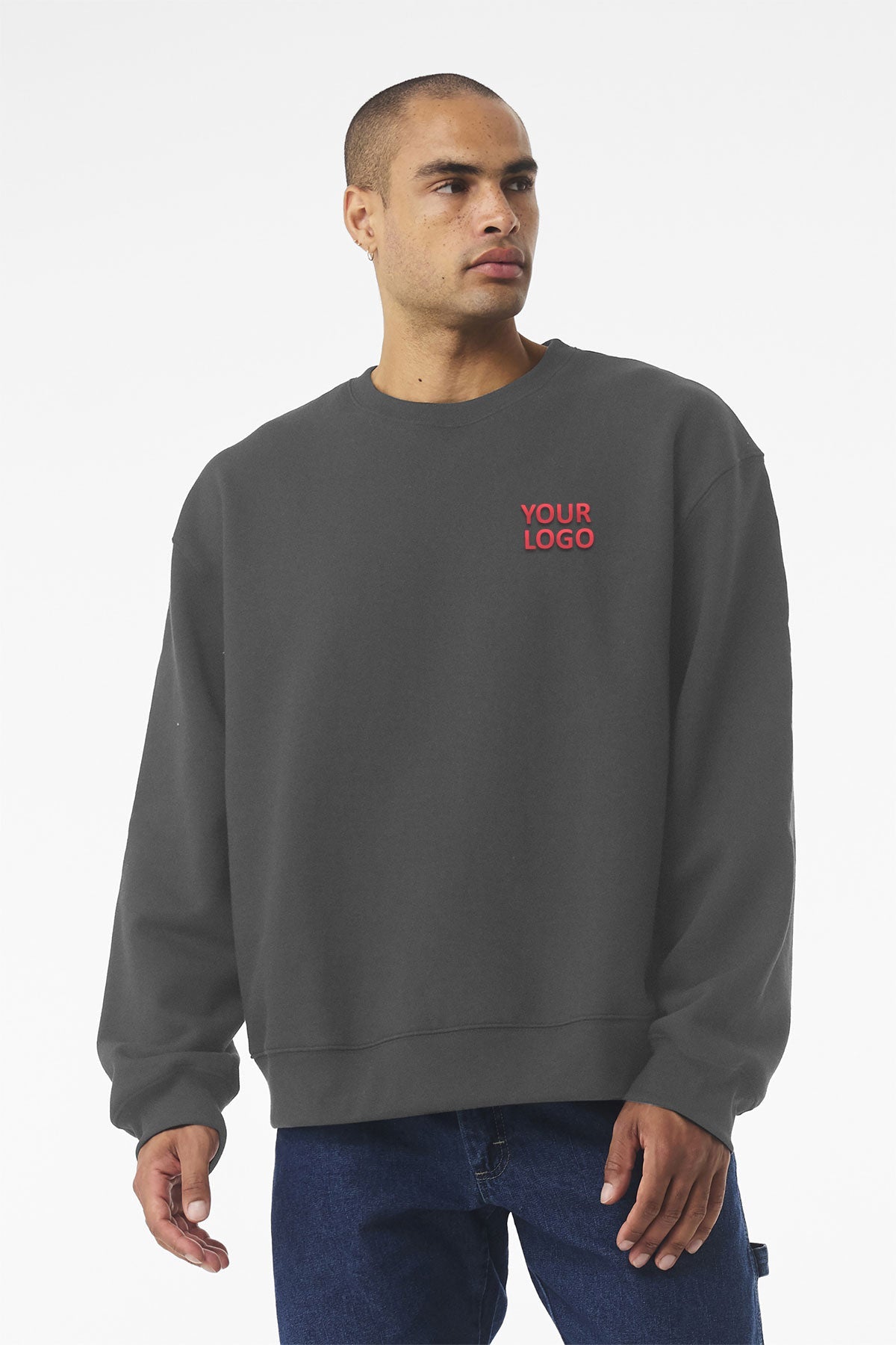 Bella Canvas Unisex Heavyweight Custom Crewneck Sweatshirts, Asphalt [GOBHI]