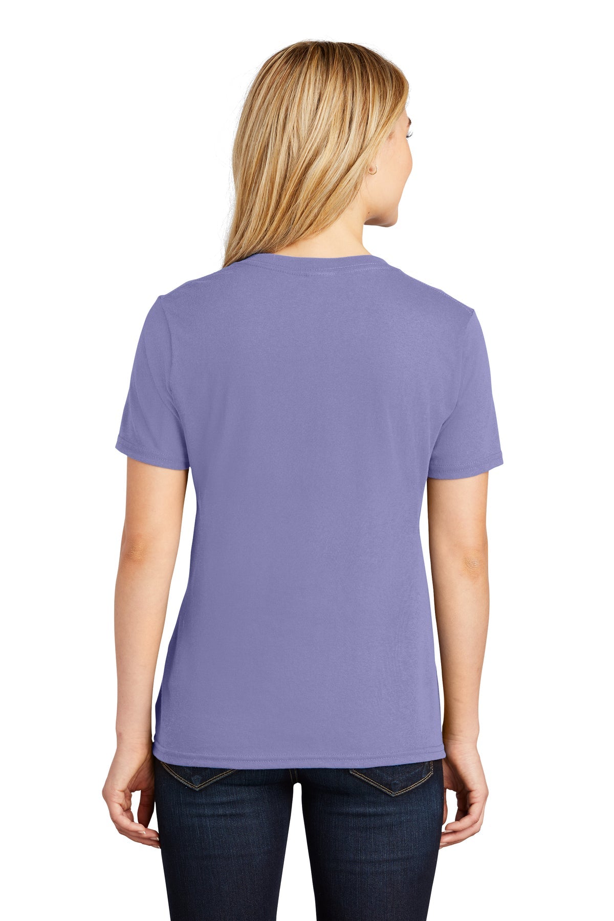 Port & Company Ladies Core Cotton Branded V-Neck Tee's, Violet [CDCSA]