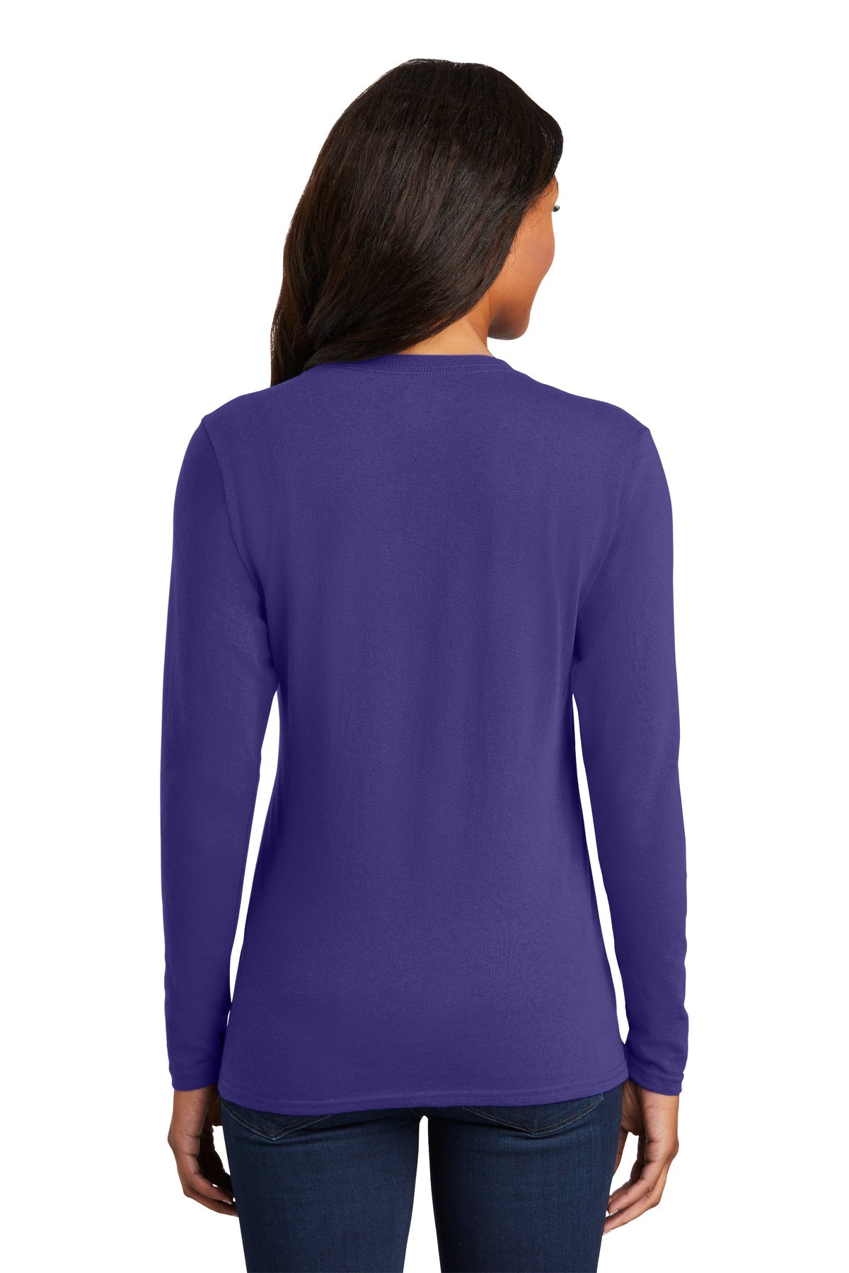 Port & Company Ladies Long Sleeve Customized Core Cotton Tee's, Purple [WILS]