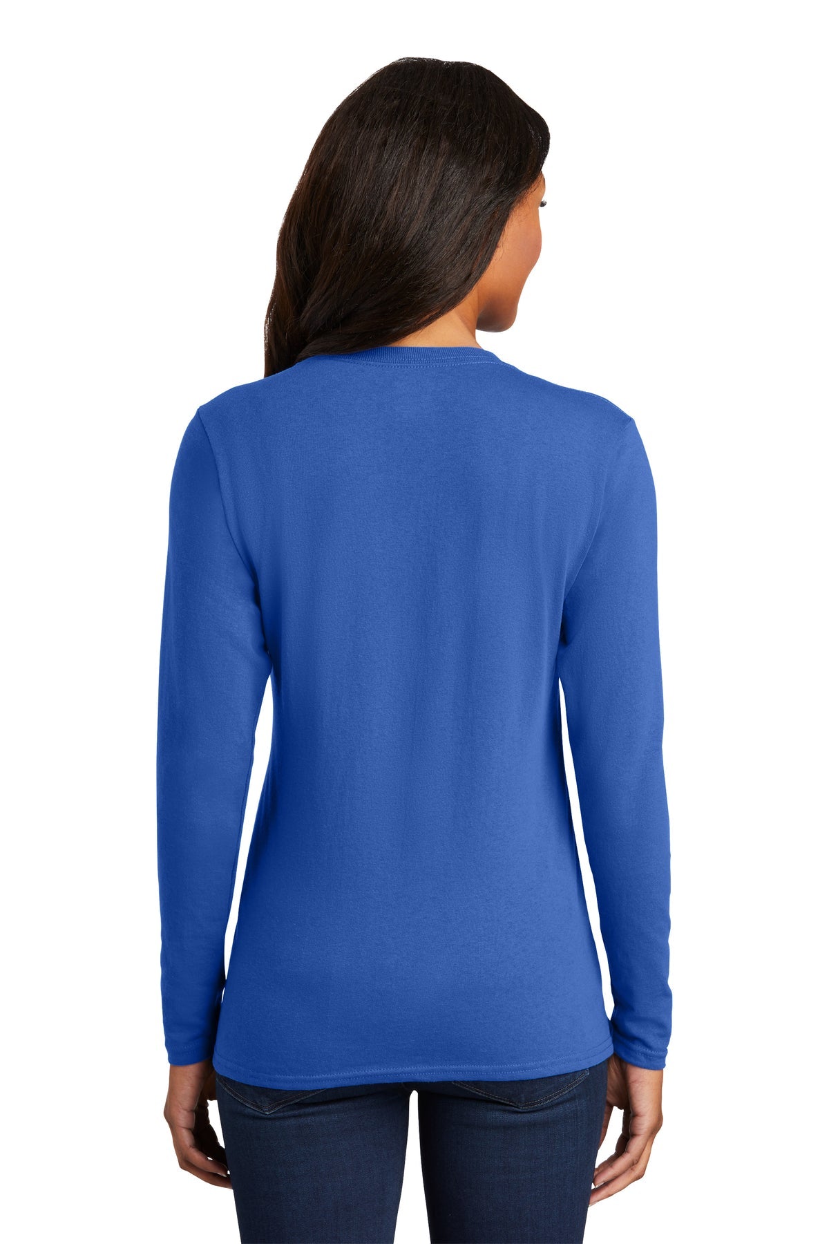 Port & Company Ladies Long Sleeve Branded Core Cotton Tee's, Royal [WILS]