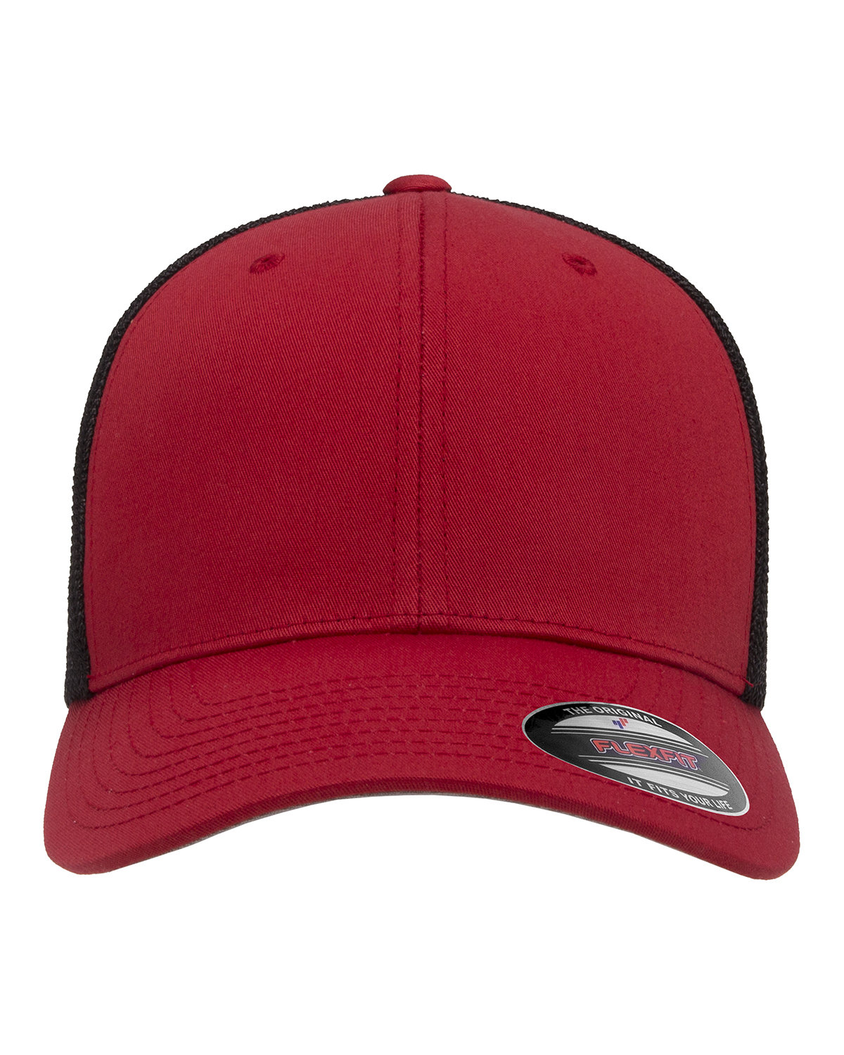 Flexfit 6-Panel Trucker Custom Caps, Red/ Black