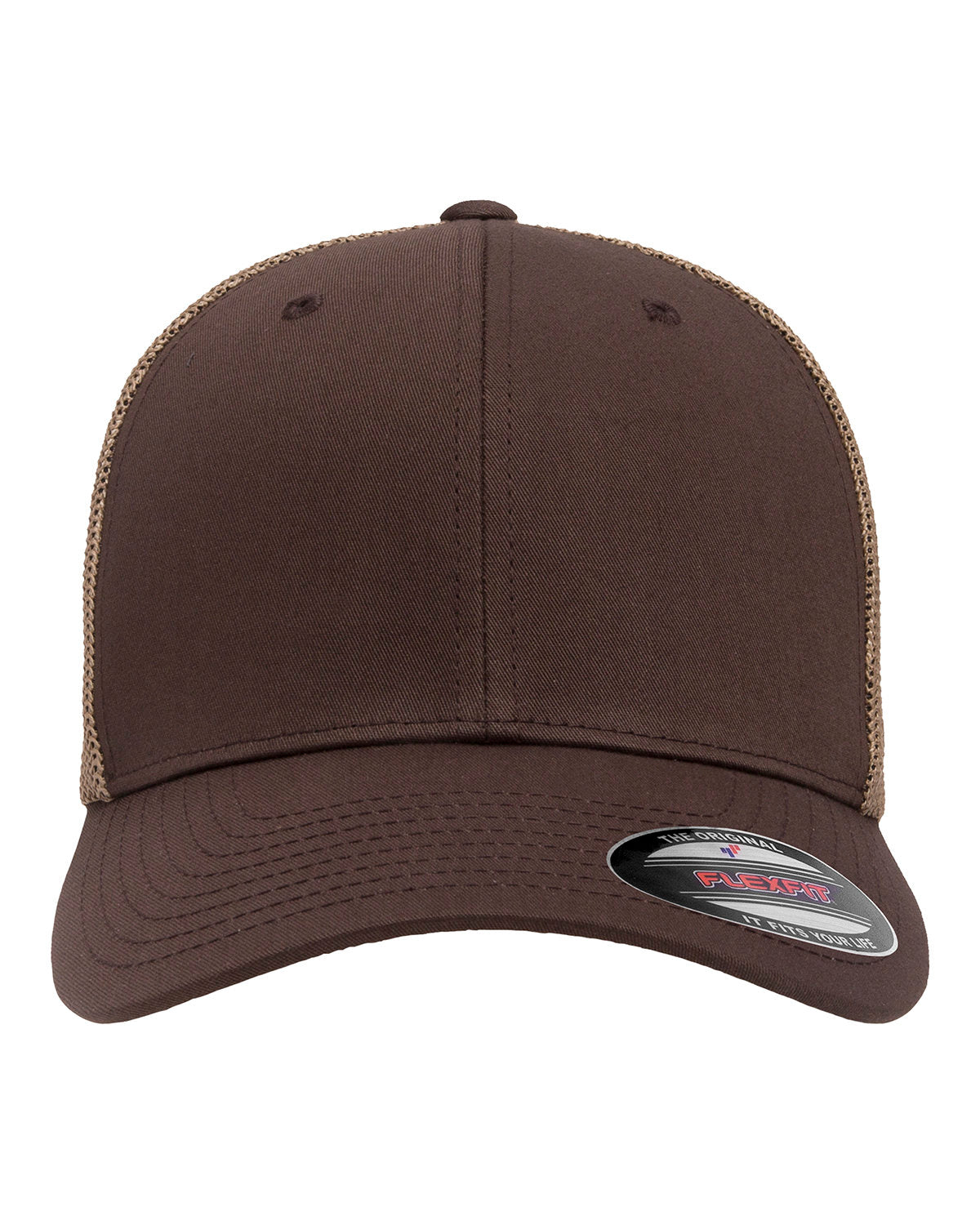 Flexfit 6-Panel Trucker Customized Caps, Brown/ Khaki