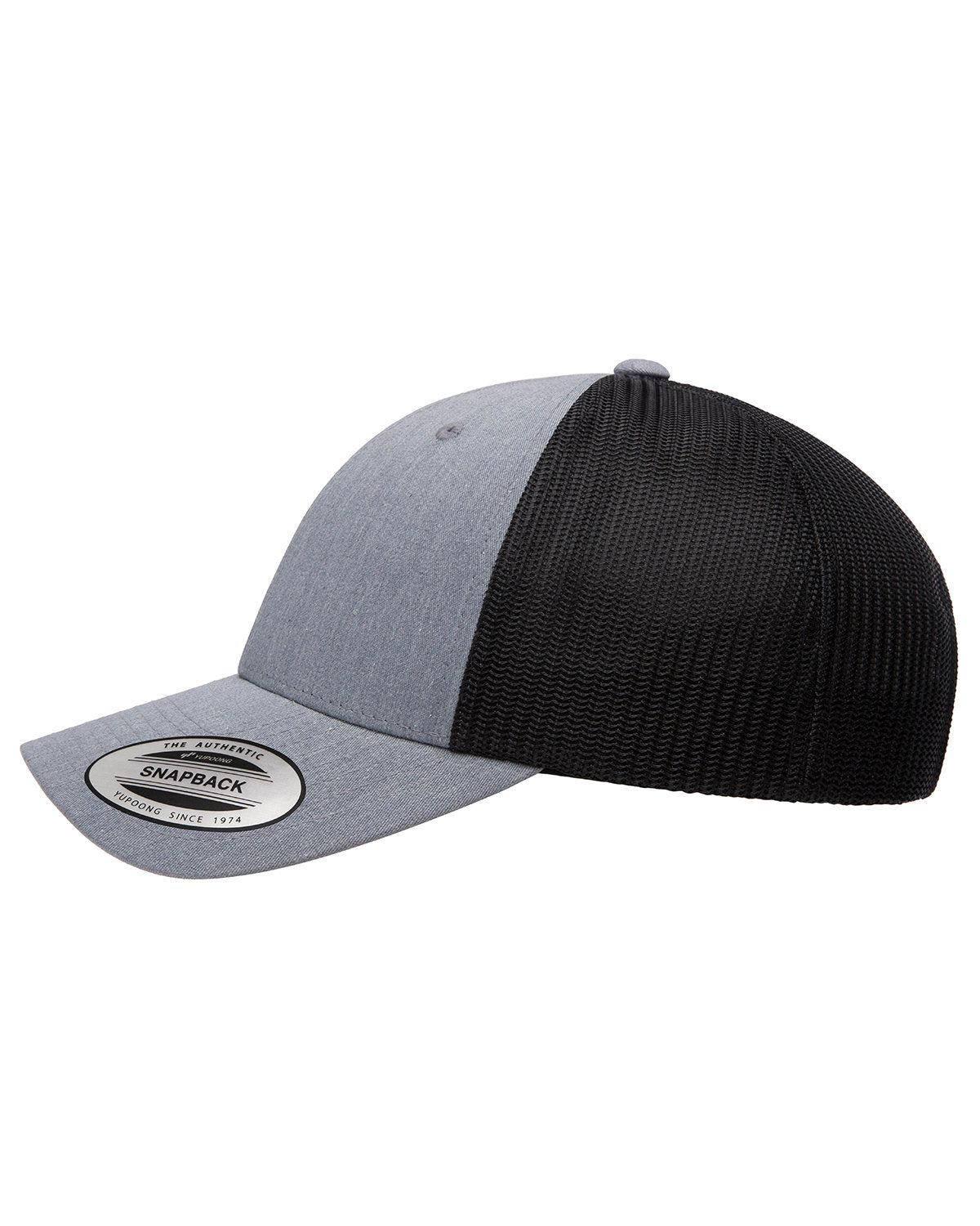 Yupoong Classic Low Profile 2-Tone Custom Trucker Caps, Heather/ Black