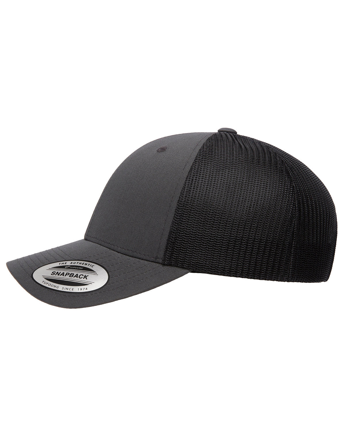 Yupoong Classic Low Profile 2-Tone Custom Trucker Caps, Charcoal/ Black