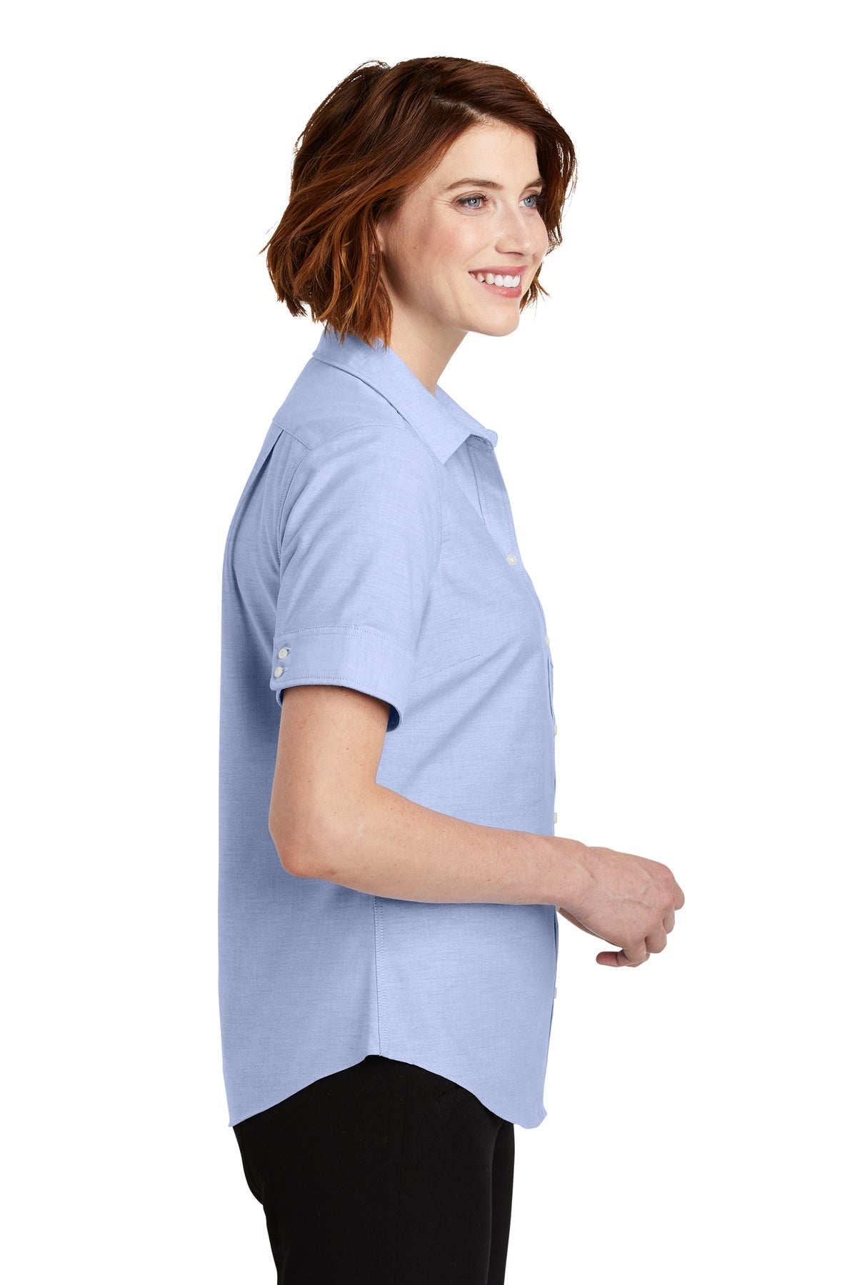 Port Authority Ladies Short Sleeve SuperPro Branded Oxford Shirts, Oxford Blue [ACI Jet Uniforms]