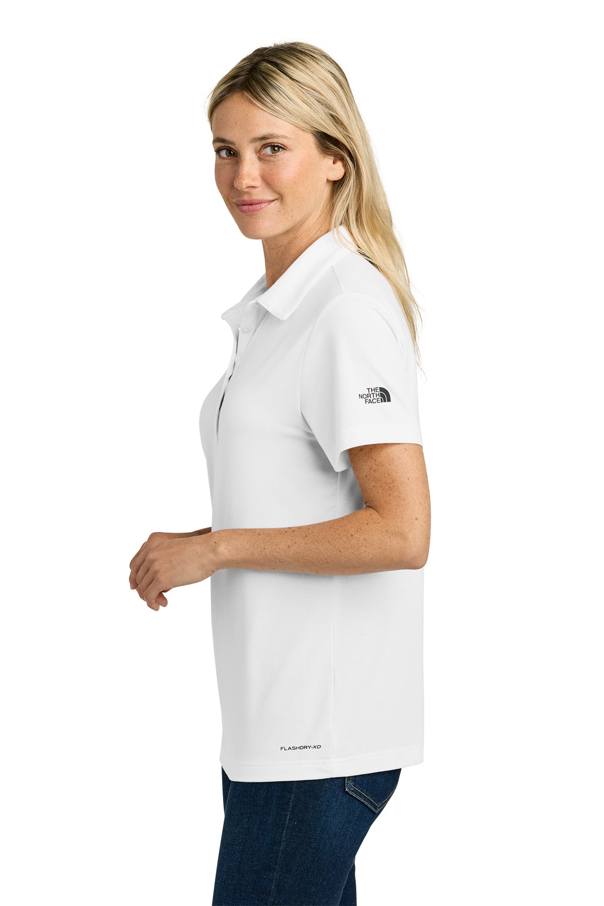 The North Face Womens Canyon Crest Custom Polos, TNF White [Vision Electric and Systems]
