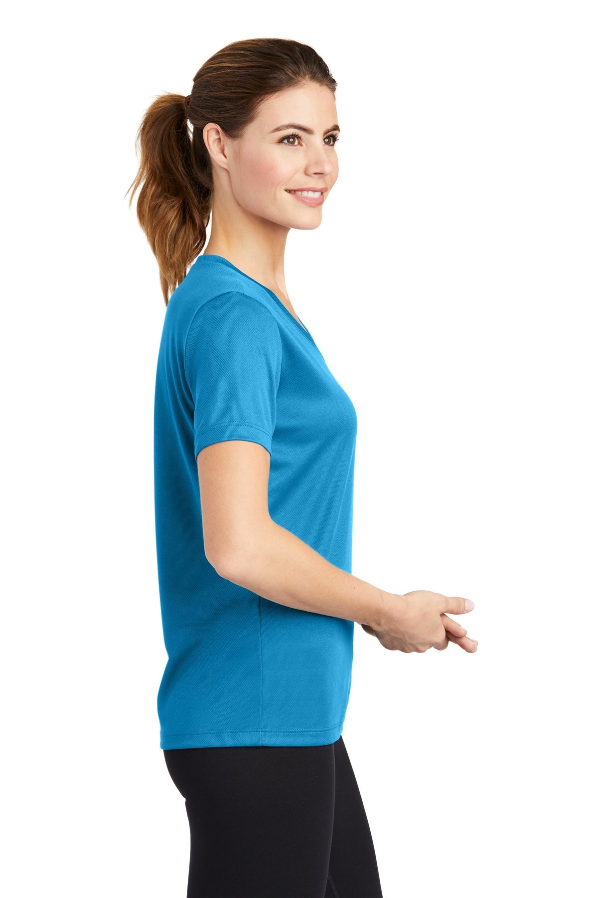Sport-Tek Ladies PosiCharge Customized RacerMesh V-Neck Tee's, Pond Blue [Saffire LLC]