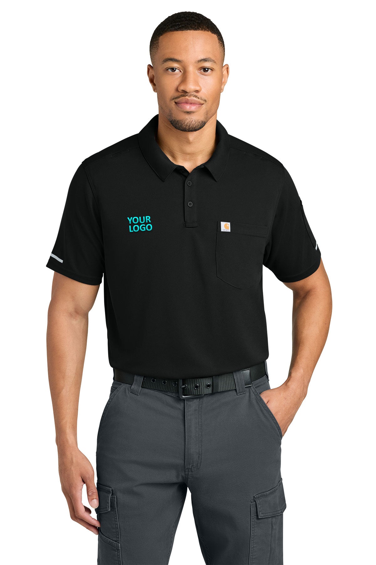 Custom Carhartt CTC16119 Black custom embroidered polo shirts