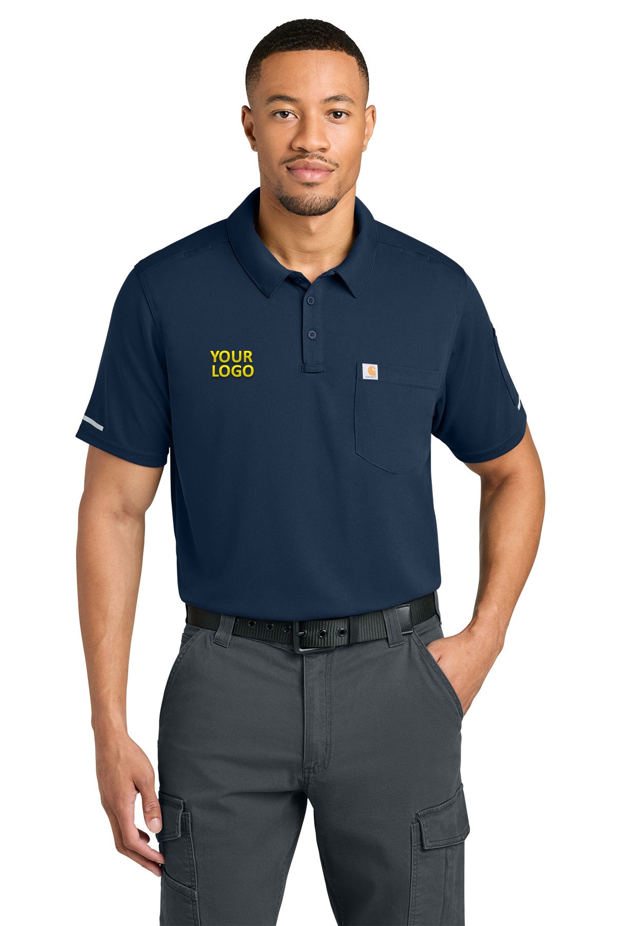 Custom Carhartt CTC16119 Dark Navy custom polo shirts with logo
