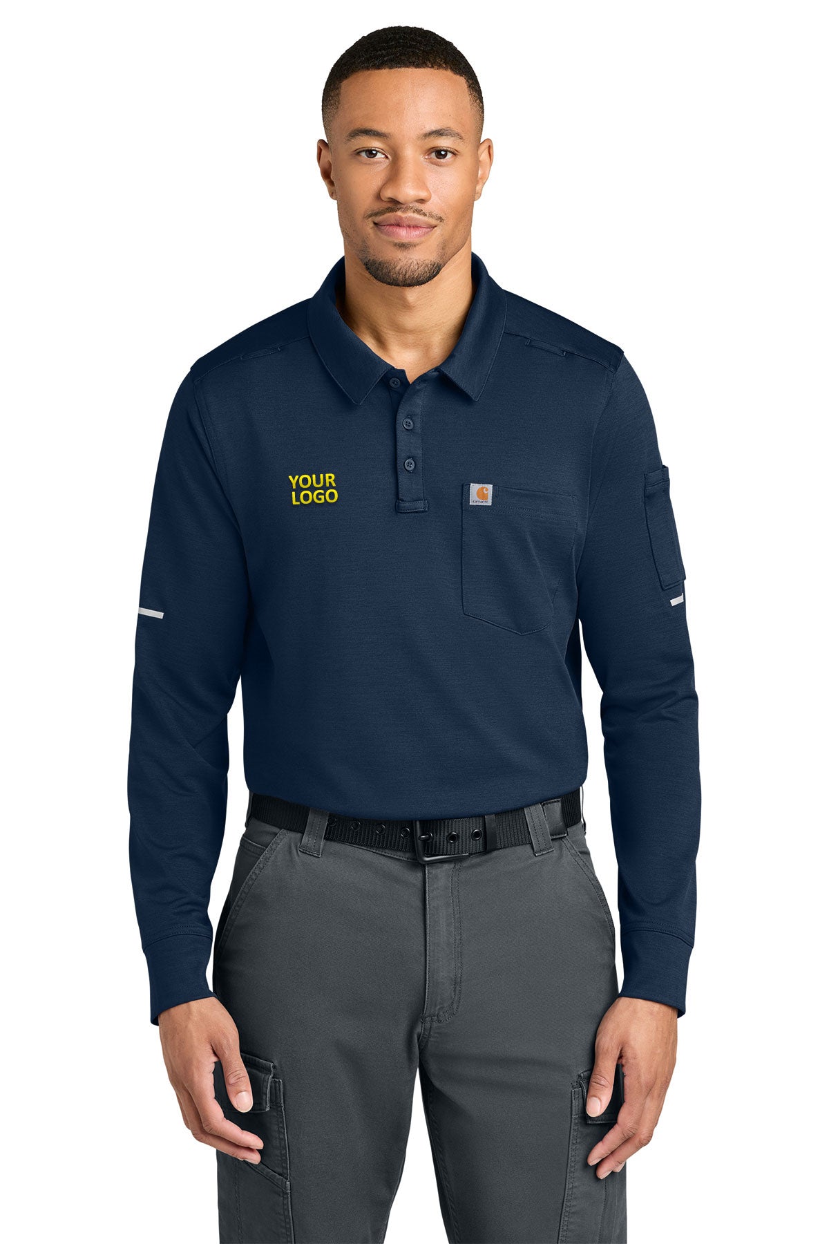 Carhartt FLD & RSCU Long Sleeve Polo, Dark Navy