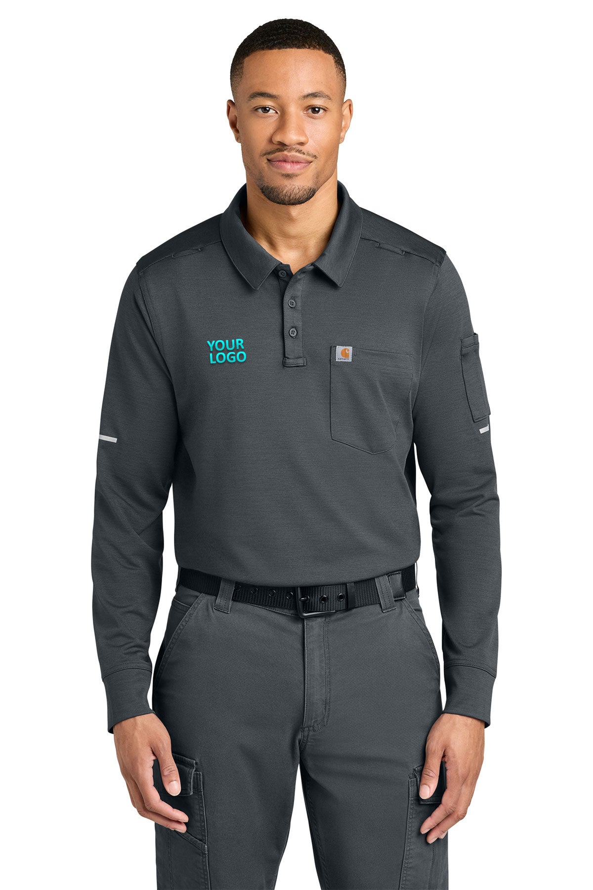 Custom Carhartt CTC16129 Pewter custom polo shirts with logo