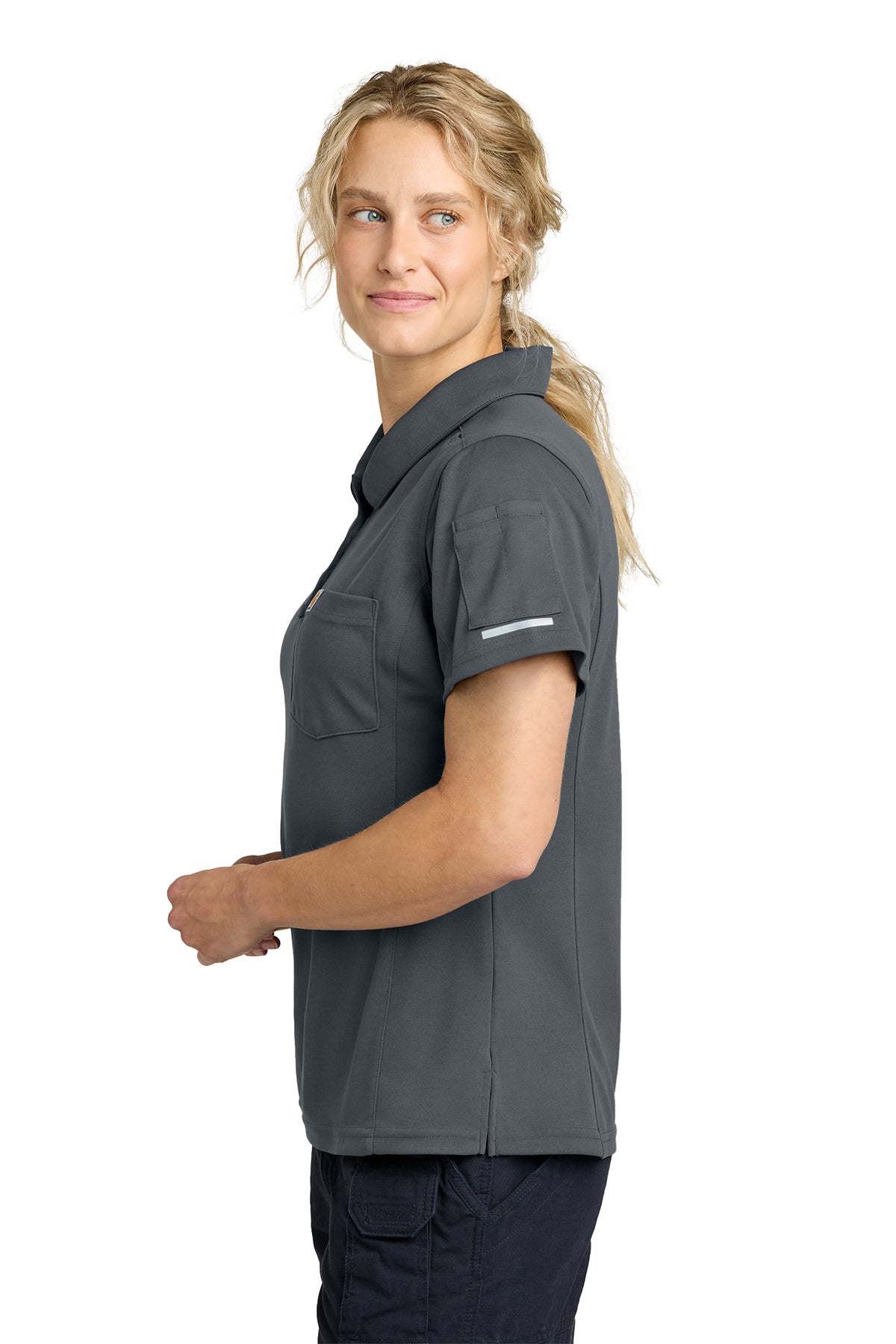 Carhartt Womens FLD & RSCU Polo, Pewter