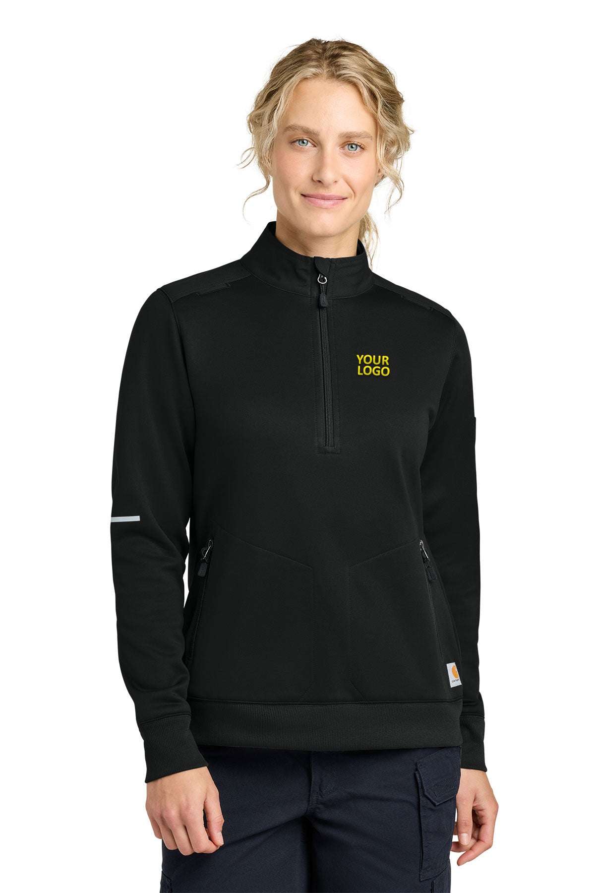 Carhartt Womens FLD & RSCU 1/2-Zip Mid-Layer, Black