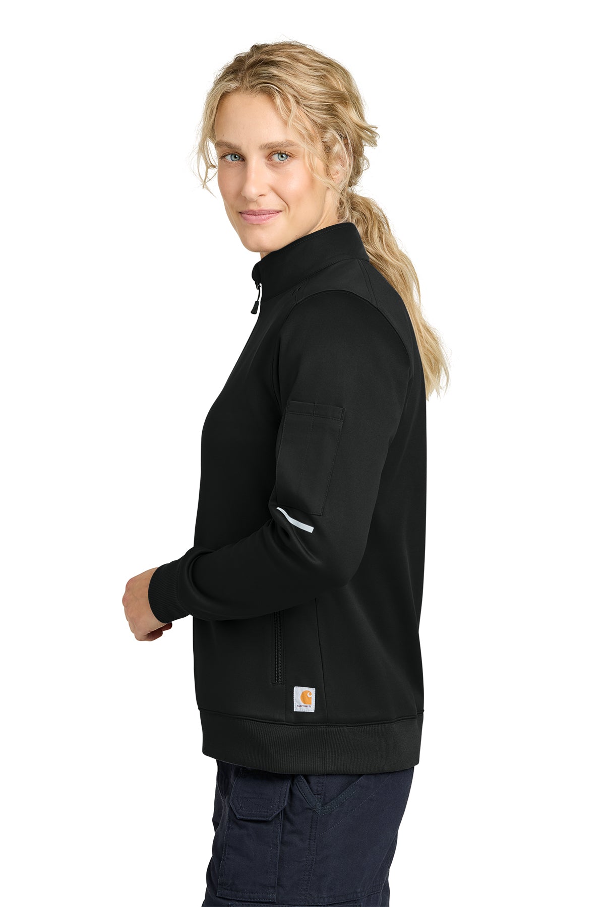 Carhartt Womens FLD & RSCU 1/2-Zip Mid-Layer, Black