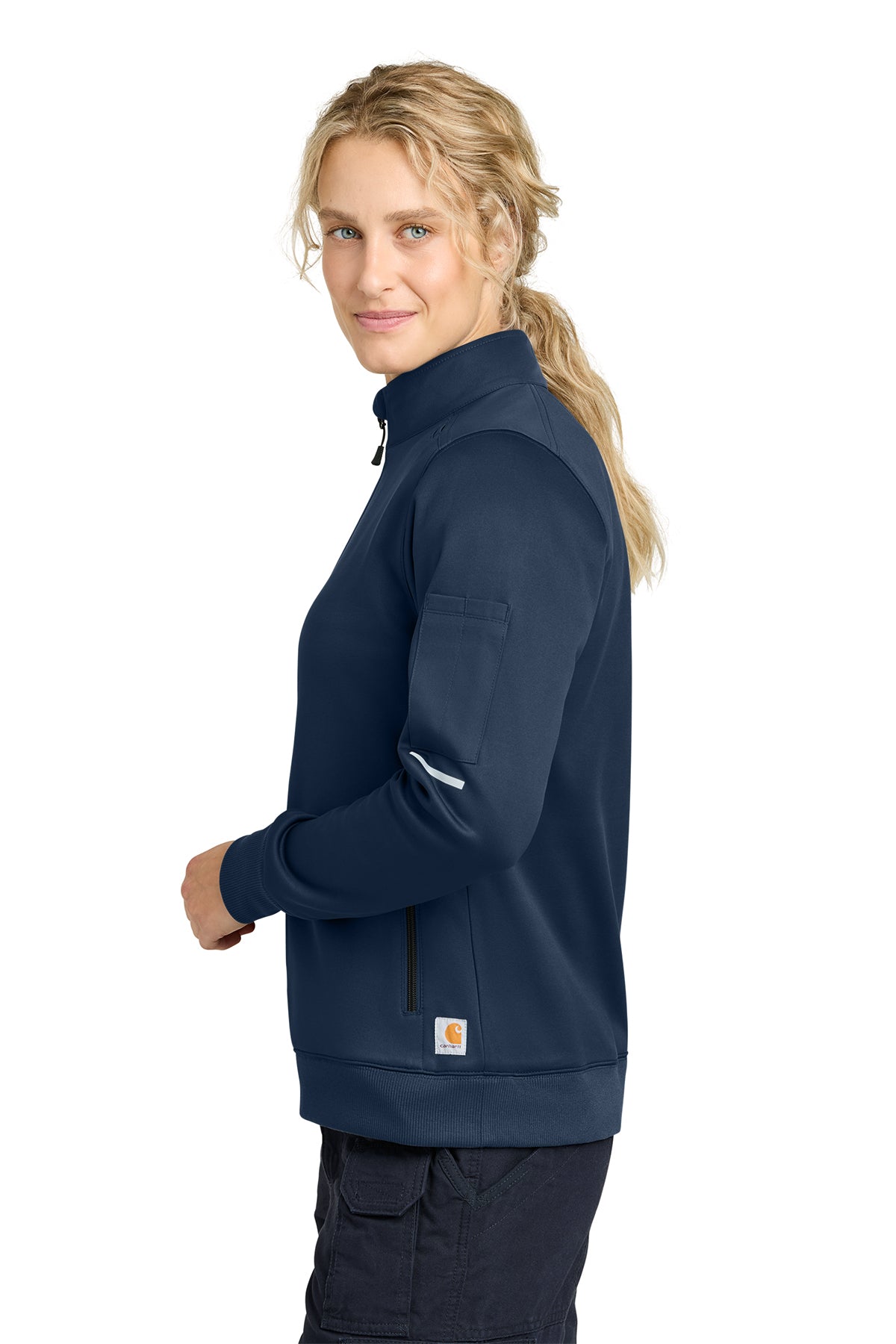 Carhartt Womens FLD & RSCU 1/2-Zip Mid-Layer, Dark Navy
