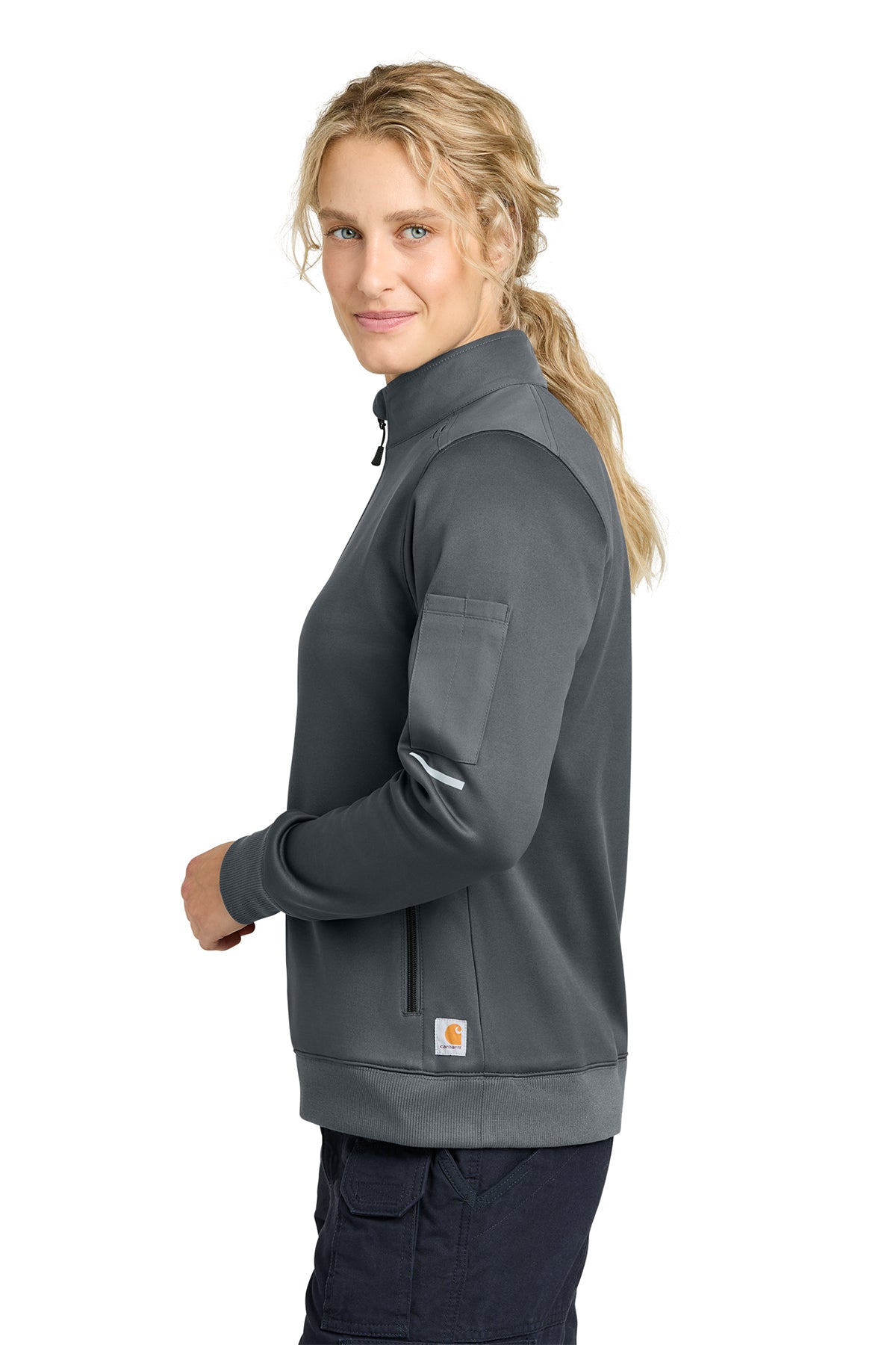 Carhartt Womens FLD & RSCU 1/2-Zip Mid-Layer, Pewter