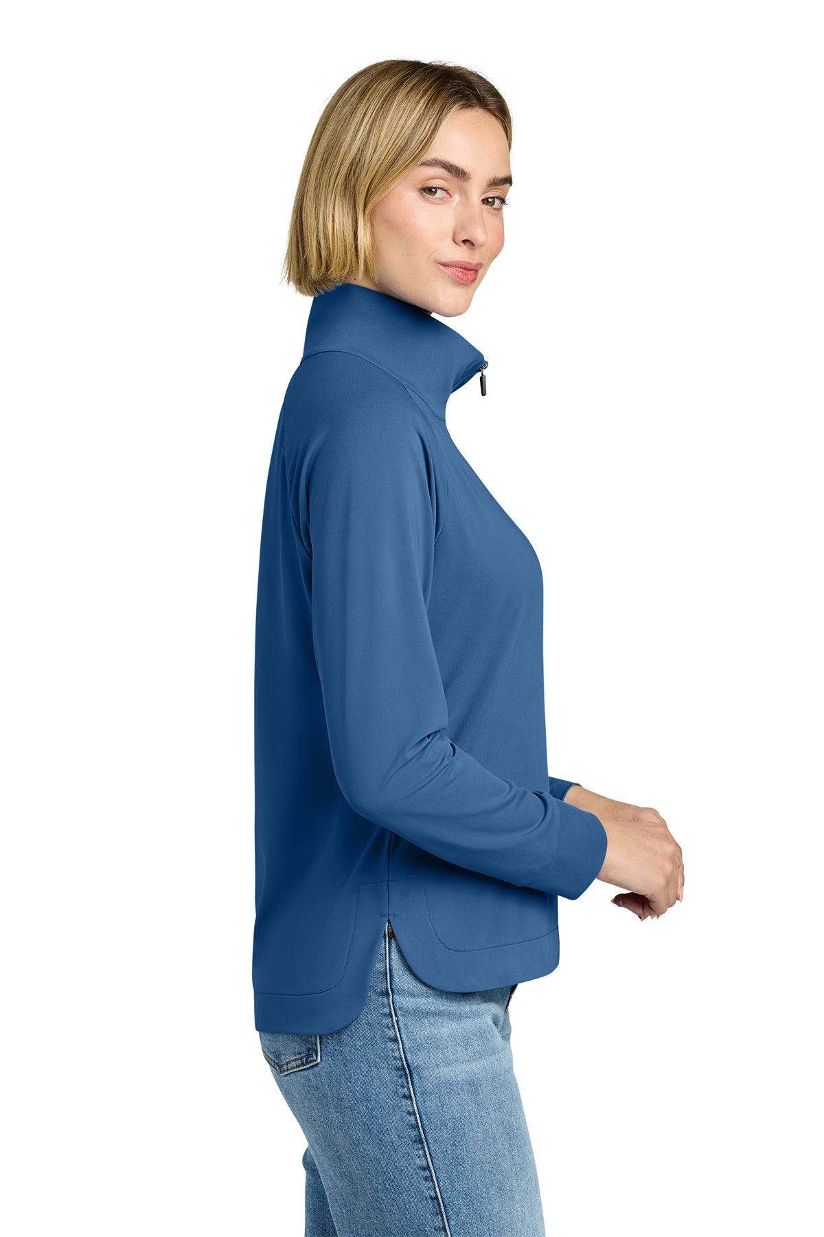 Brooks Brothers Womens Luxe Performance Custom 1/4-Zips, Blue