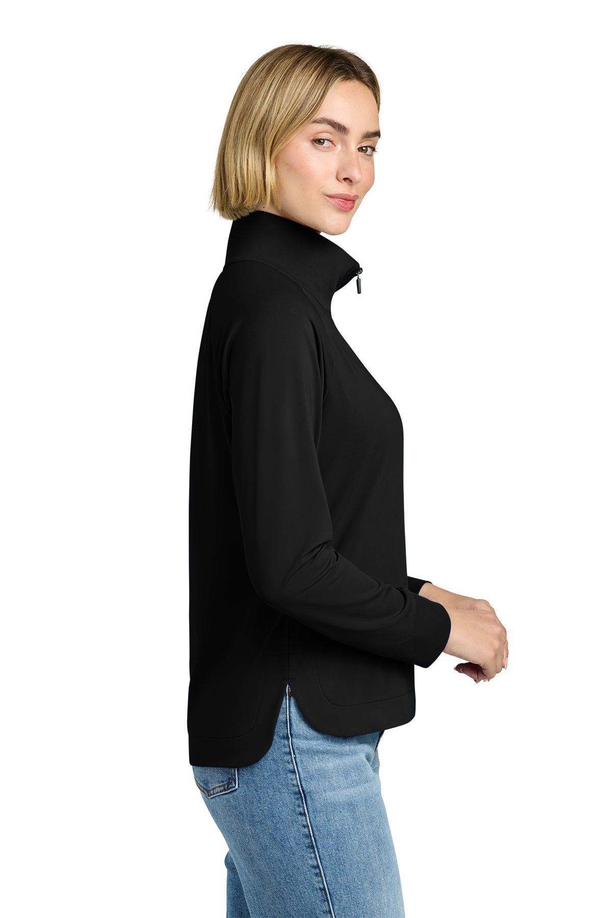 Brooks Brothers Womens Luxe Performance Custom 1/4-Zips, Deep Black