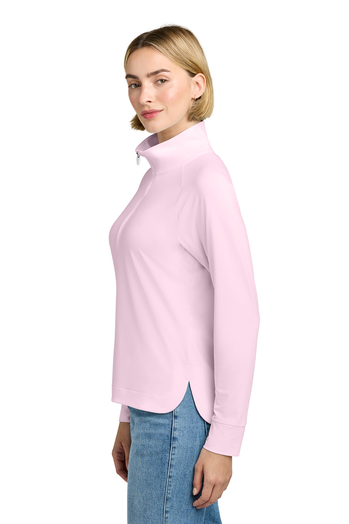 Brooks Brothers Womens Luxe Performance Custom 1/4-Zips, Pearl Pink