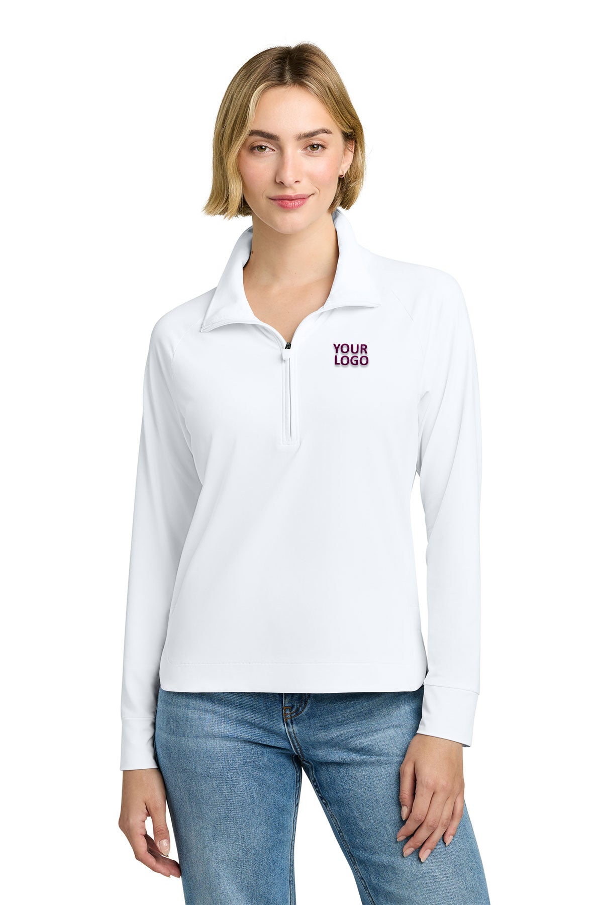 Brooks Brothers White BB18215 custom dri fit sweatshirts