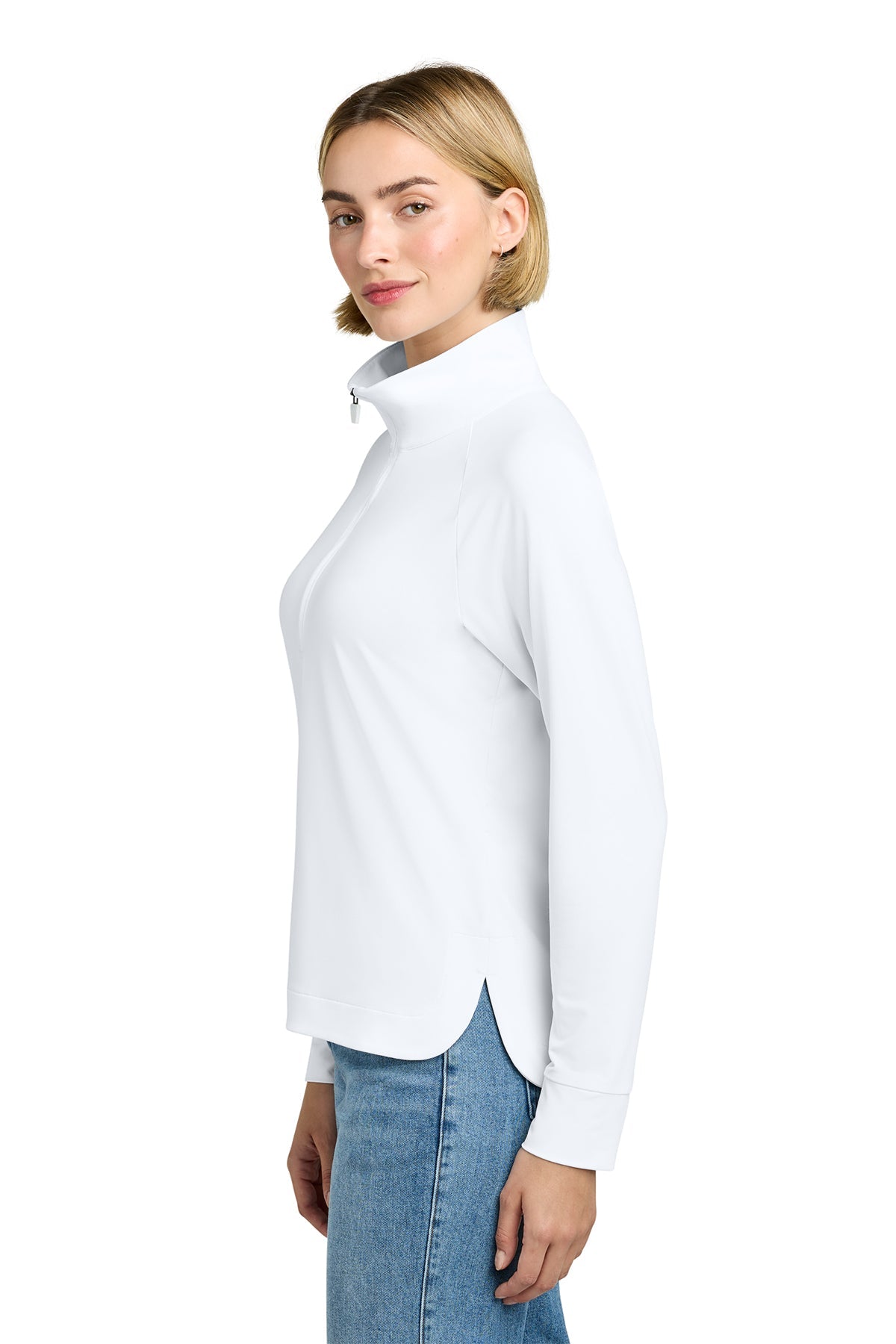 Brooks Brothers Womens Luxe Performance Custom 1/4-Zips, White [Claritas Rx]