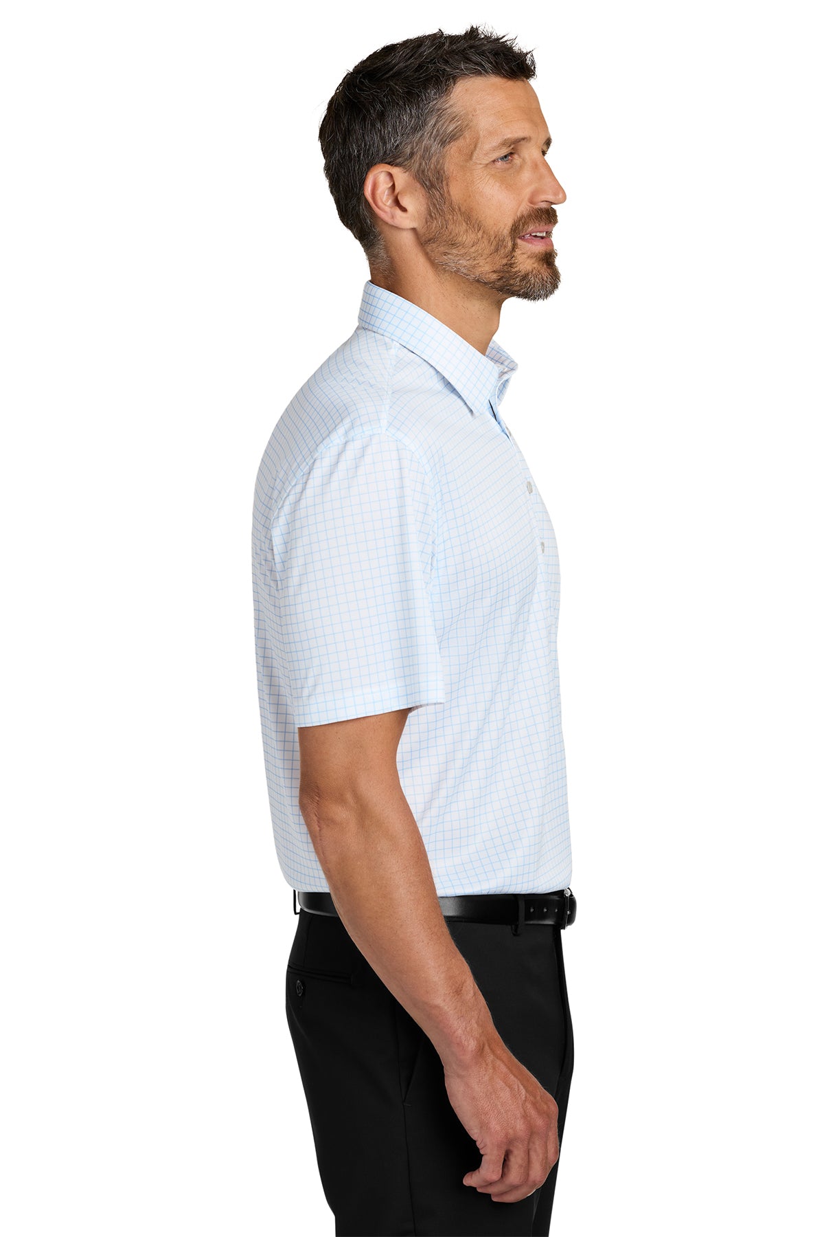 Port Authority Shirt Collar Polo, Cloud Blue Check [Osage LLC]