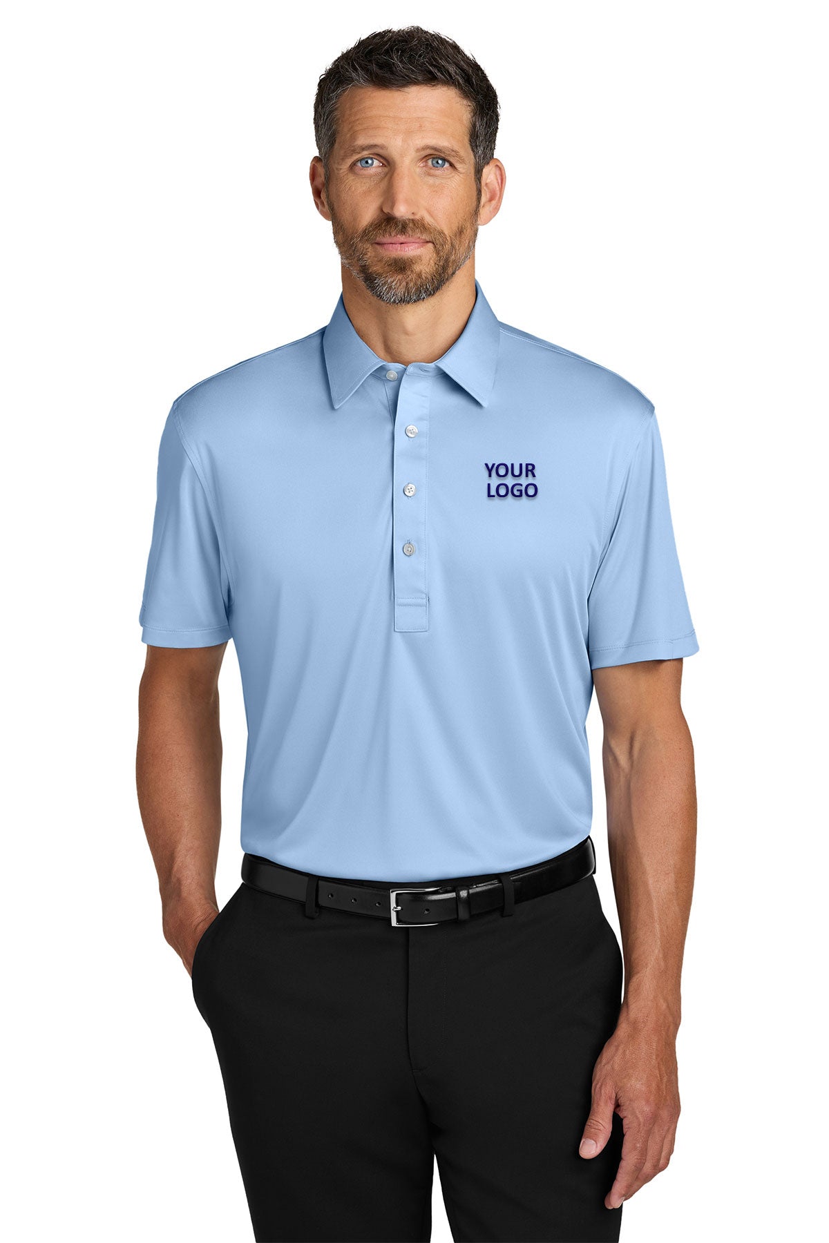 Custom Port Authority K700 Cloud Blue custom design polo shirts