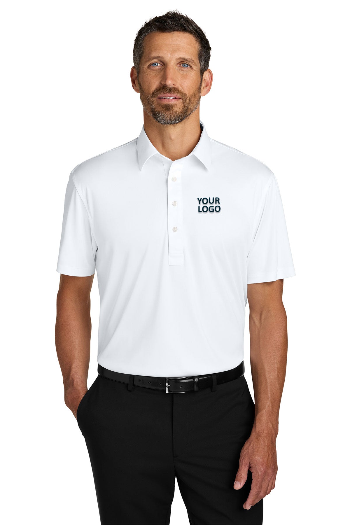 Port Authority Shirt Collar Polo, White [Solar Pile Driver]