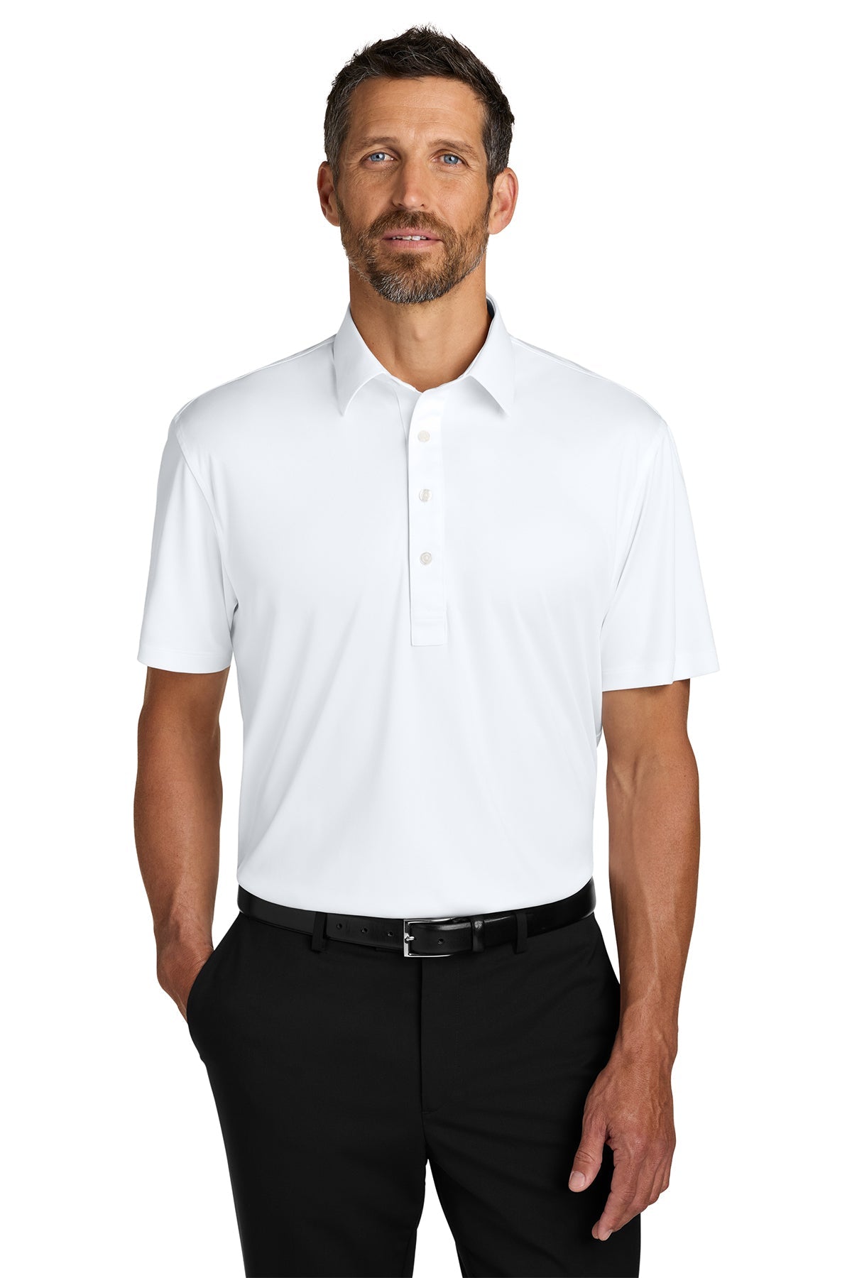 Port Authority Shirt Collar Polo, White [Solar Pile Driver]