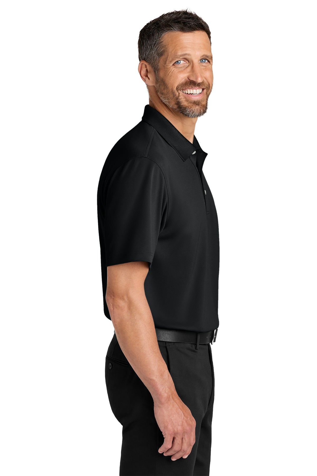 Port Authority Dry Zone Stain-Release Grid Polo, Deep Black