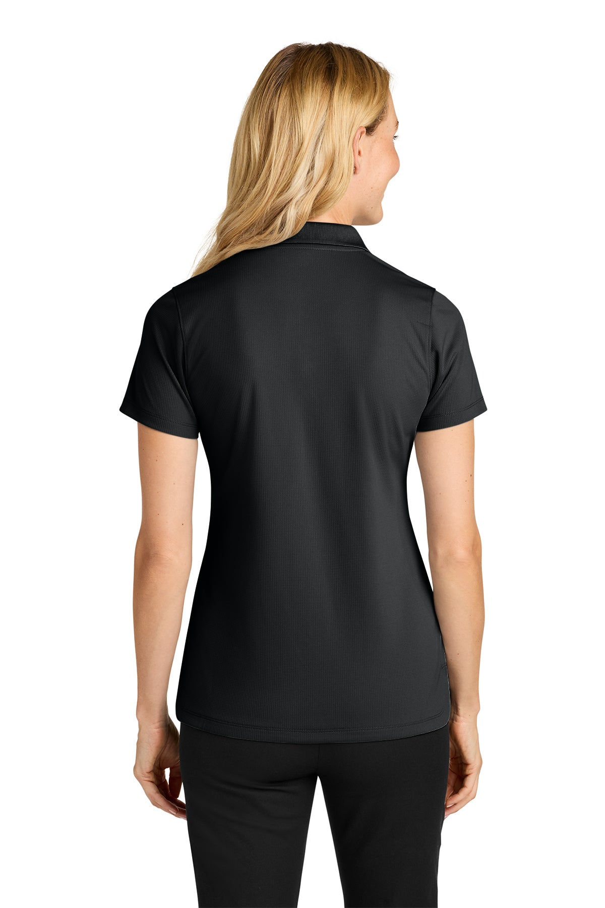 Port Authority Womens Dry Zone Stain-Release Grid Polo, Deep Black [Osage LLC]