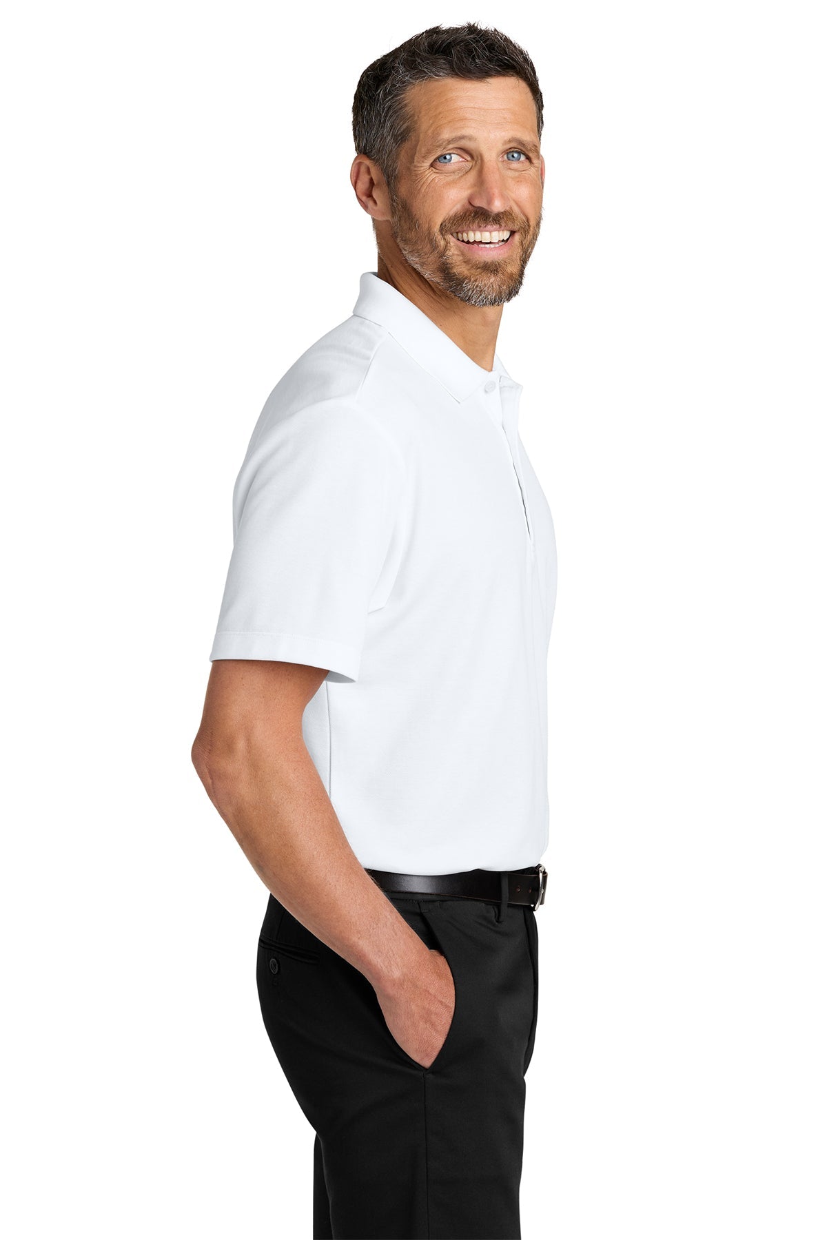Port Authority Plaited Pique Polo, White [Georgia Kickstart]