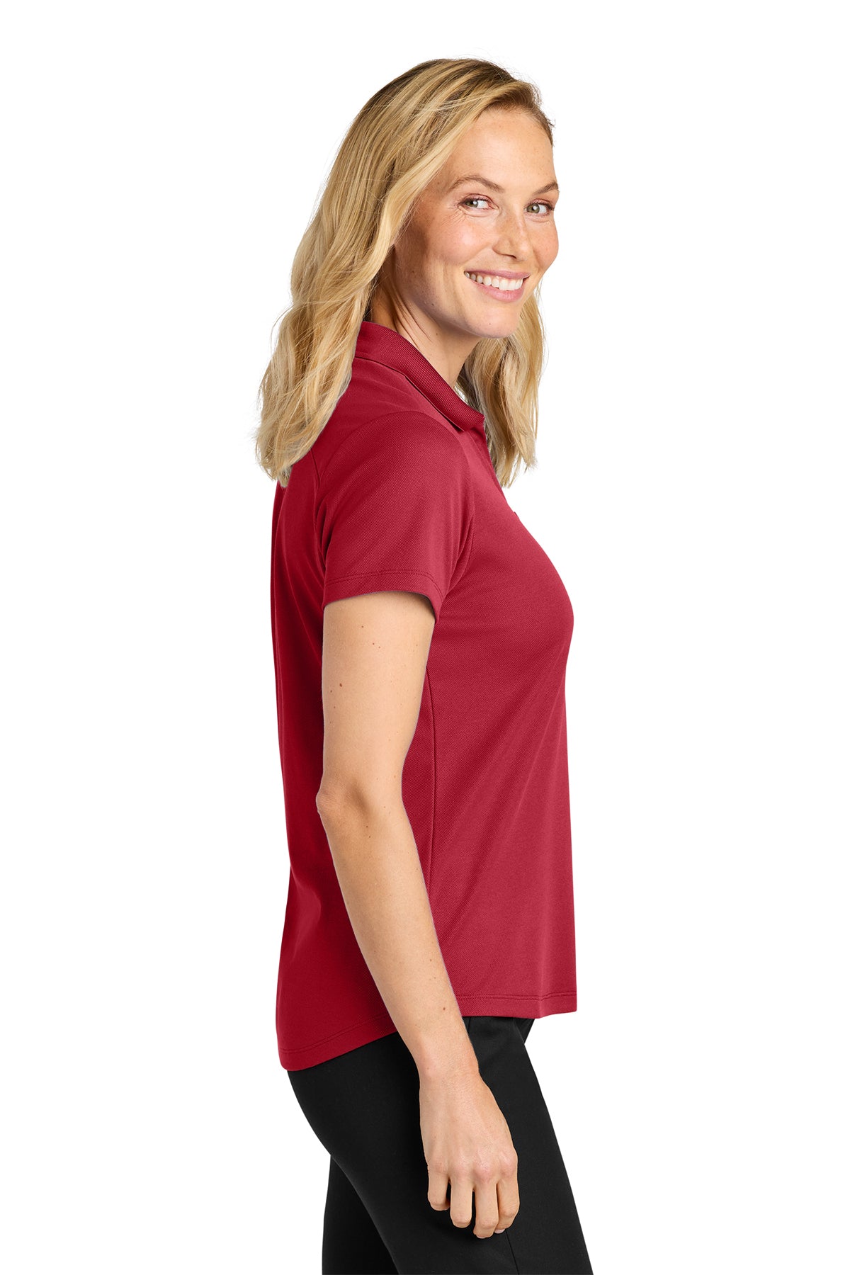 Port Authority Womens Plaited Pique Polo, Rich Red [ERES]