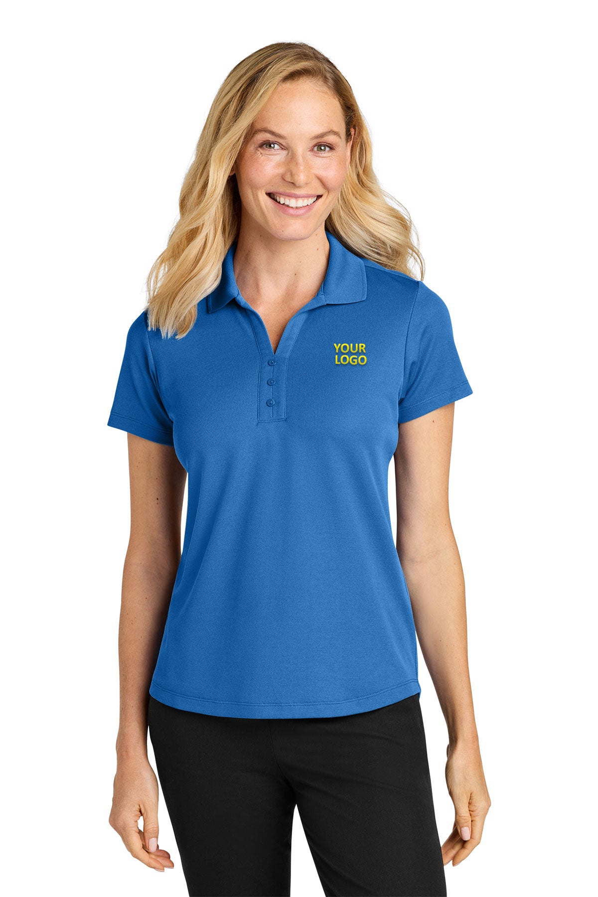 Custom Port Authority LK620 Strong Blue custom embroidered polo shirts
