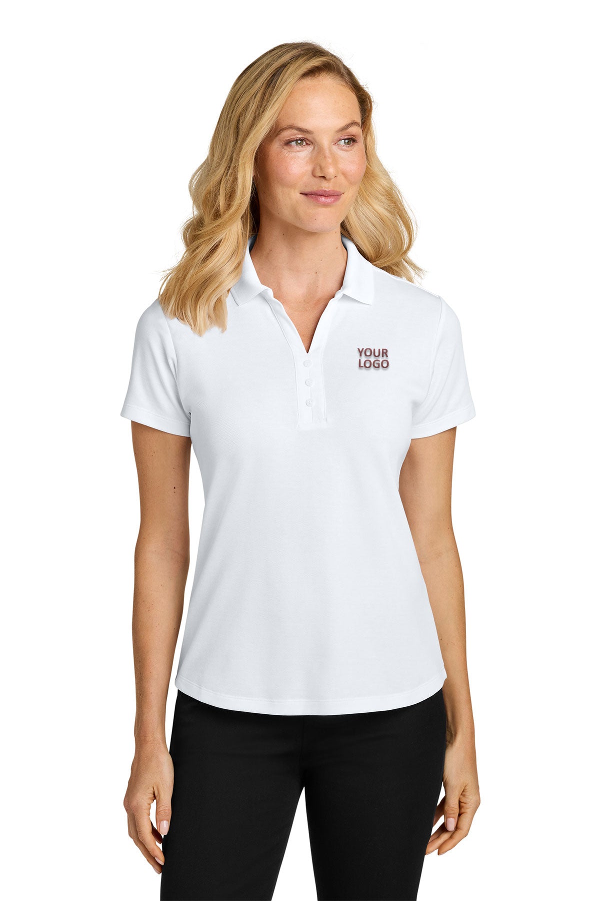 Port Authority Womens Plaited Pique Polo, White