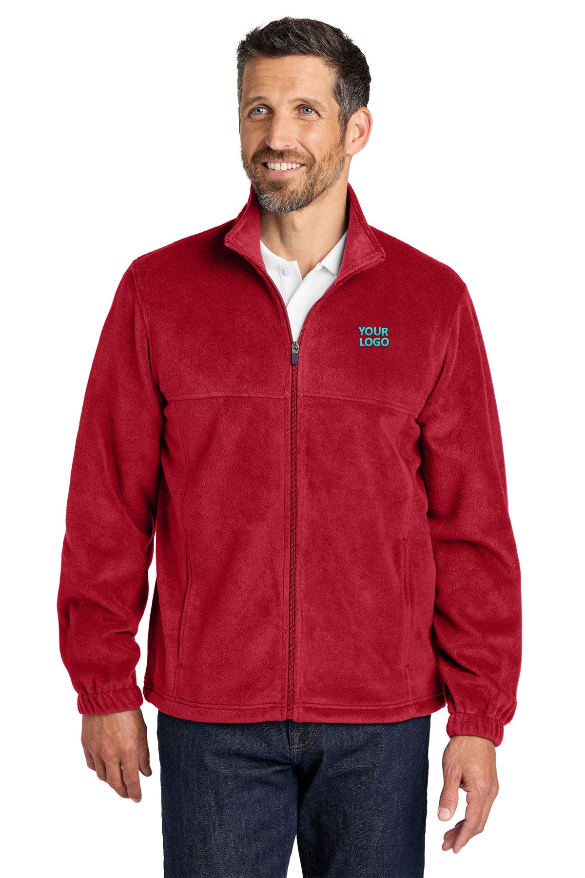 Custom Port Authority F190 Rich Red company jackets with logo