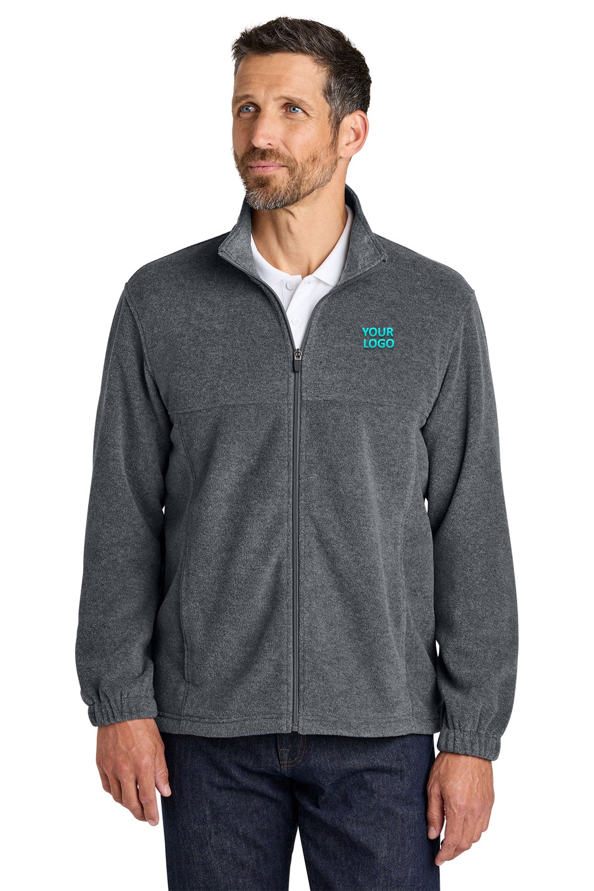 Port Authority Plush Fleece Full-Zip Jacket, Storm Grey Heather [Tetralogicx]