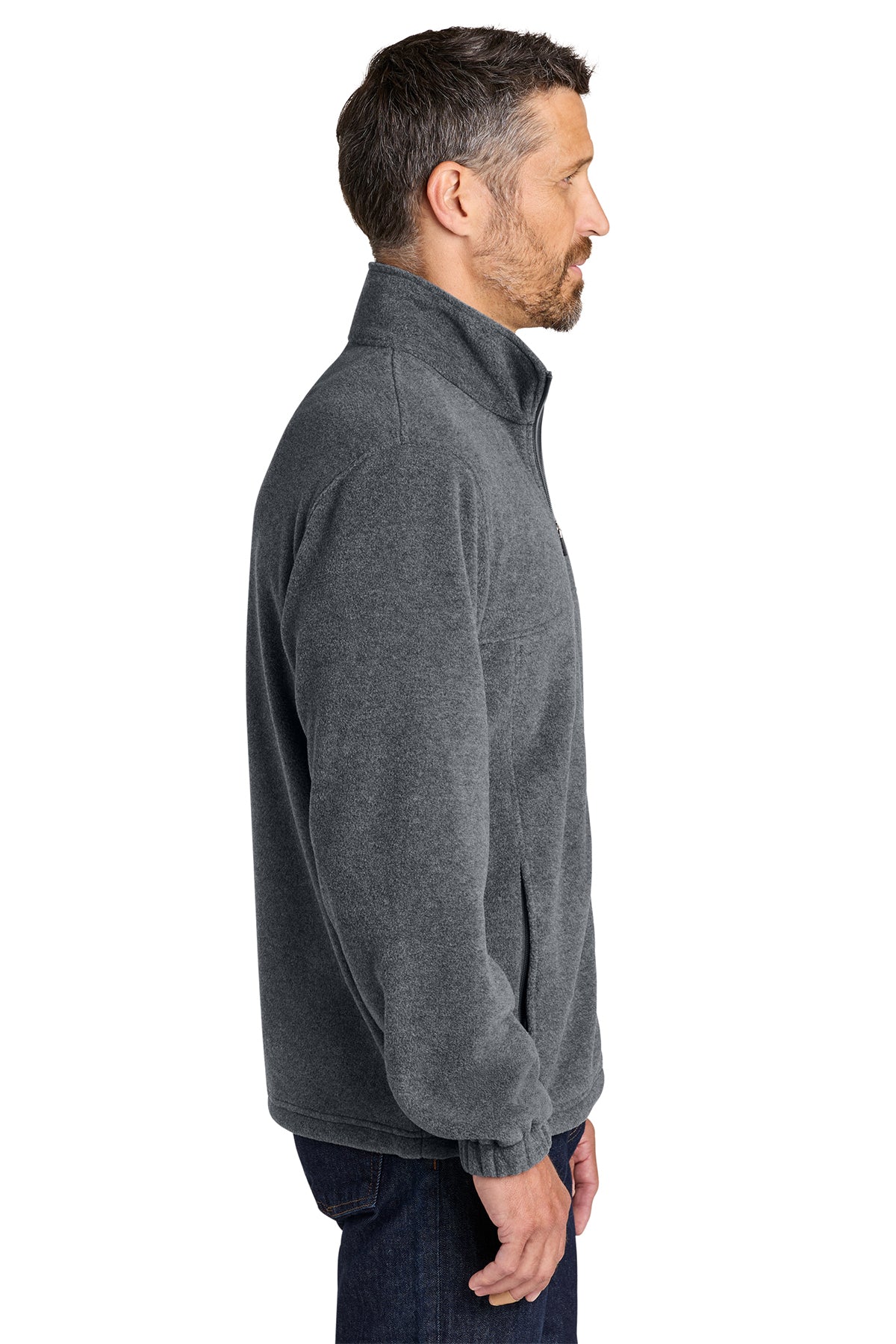 Port Authority Plush Fleece Full-Zip Jacket, Storm Grey Heather [Benjamin and Company]