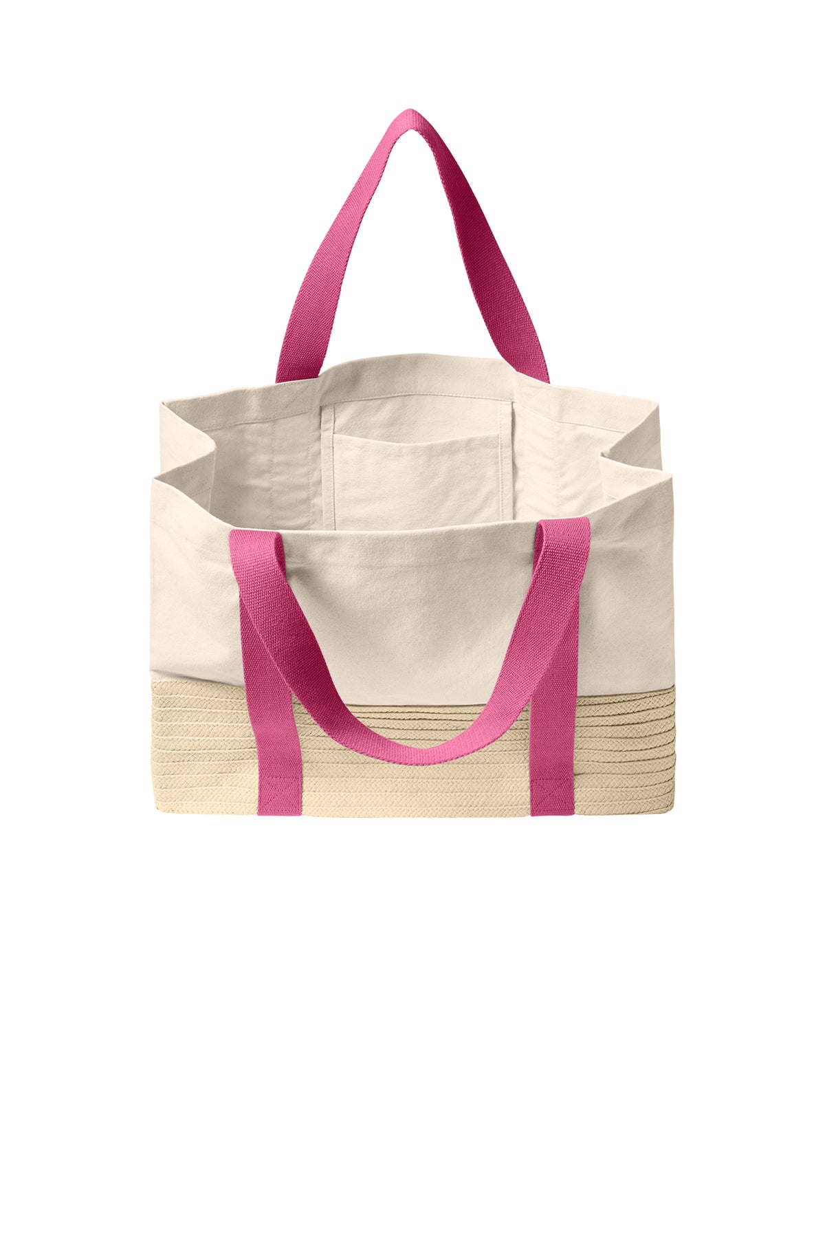 Port Authority Straw Market Tote, Awareness Pink