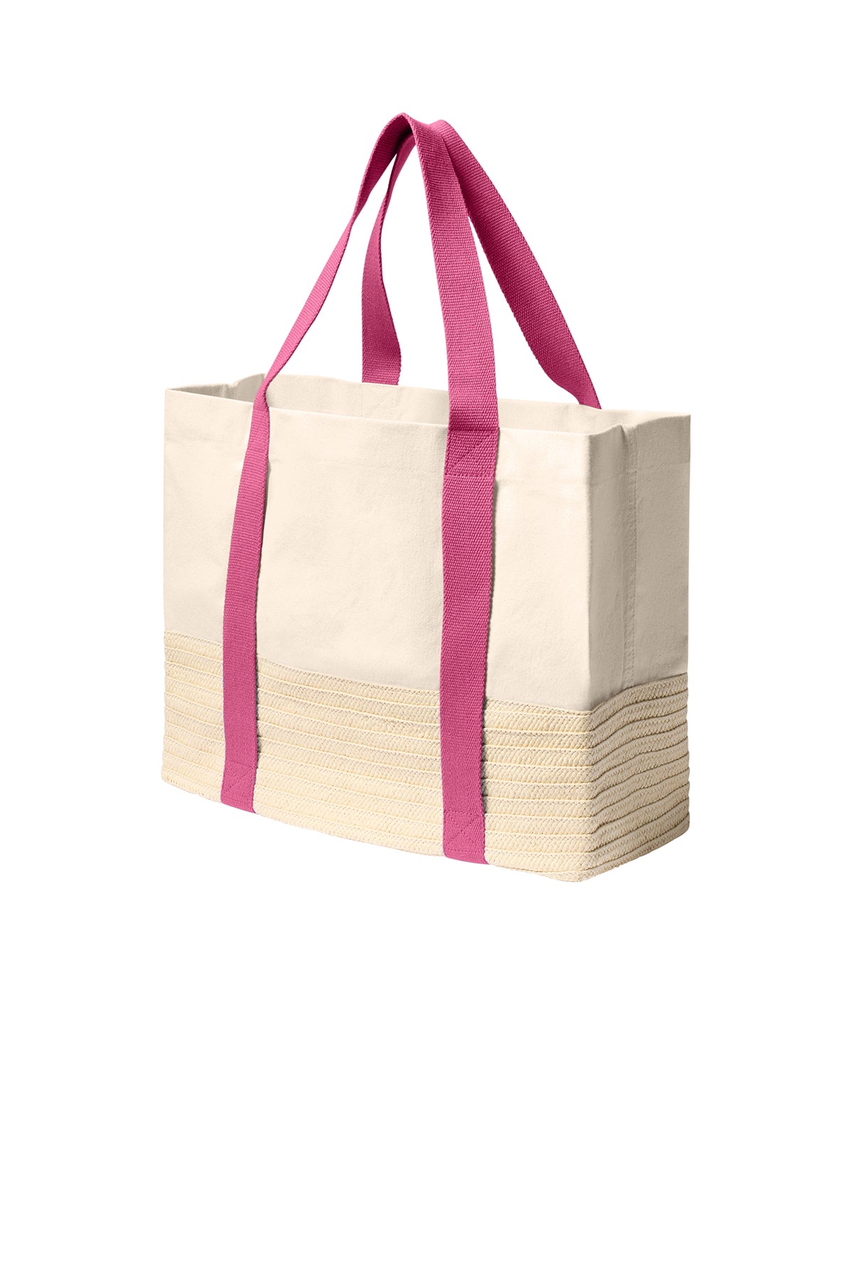 Port Authority Straw Market Tote, Awareness Pink