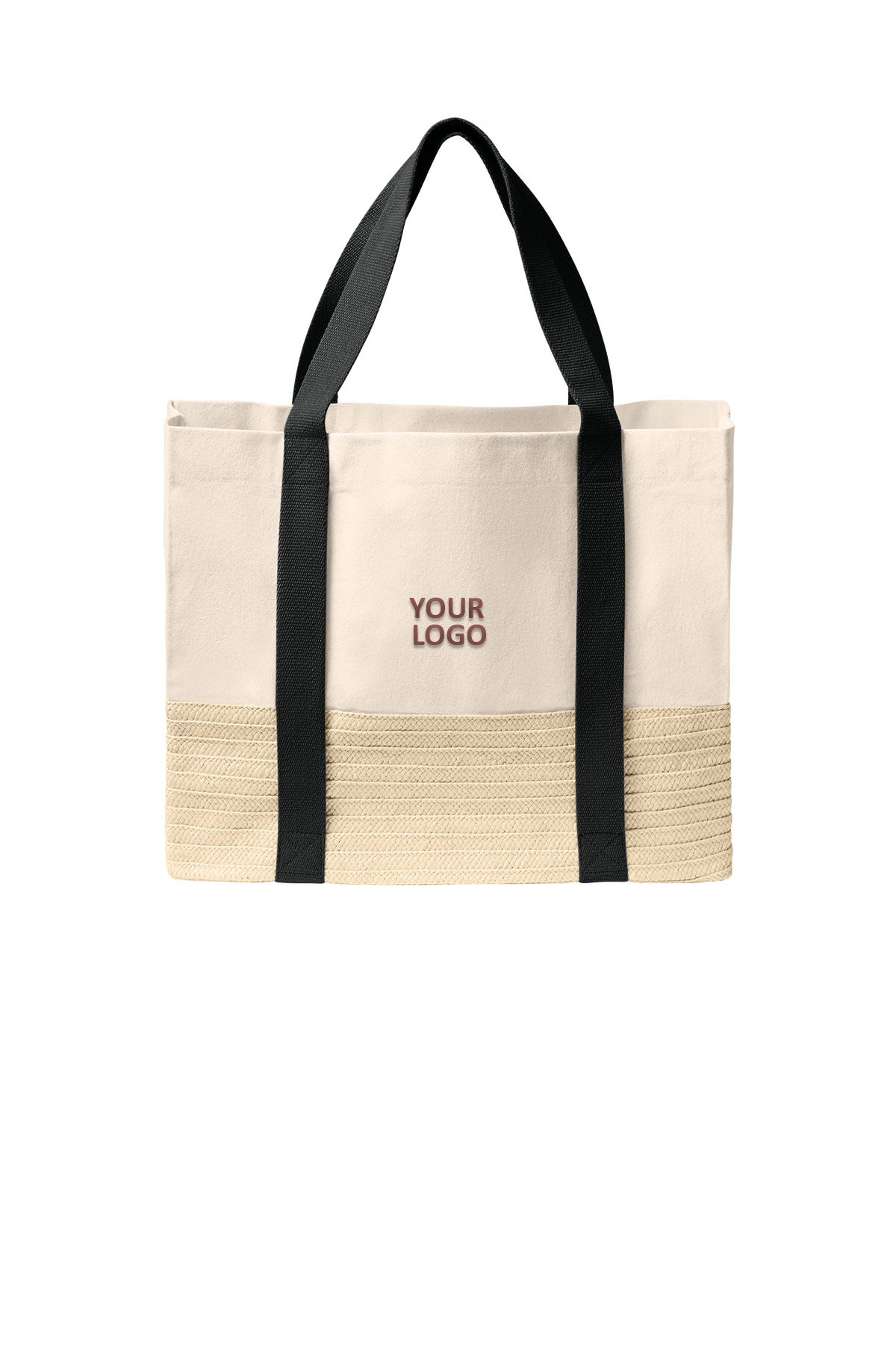 Port Authority Straw Market Tote, Deep Black [Fellowes Brands]