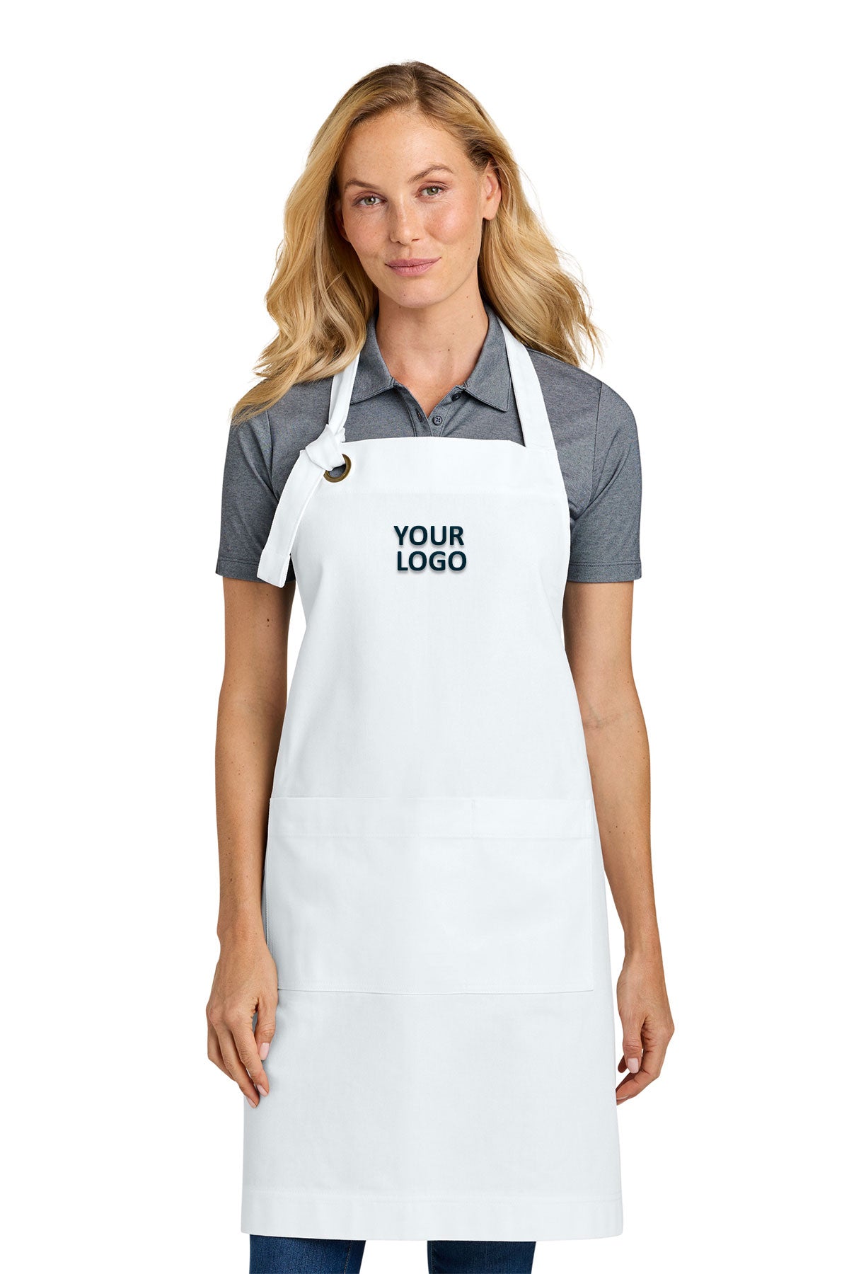 Port Authority Signature Heavy Twill Bib Apron, White