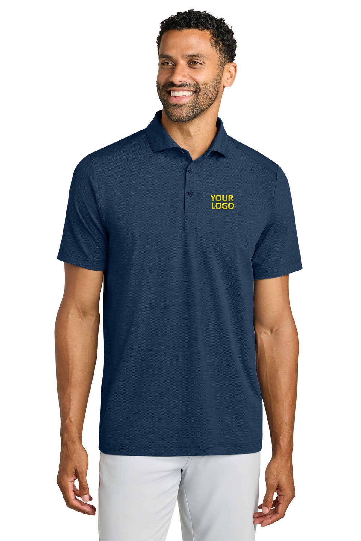 Brooks Brothers Navy Heather TMA42773 custom logo polo shirts